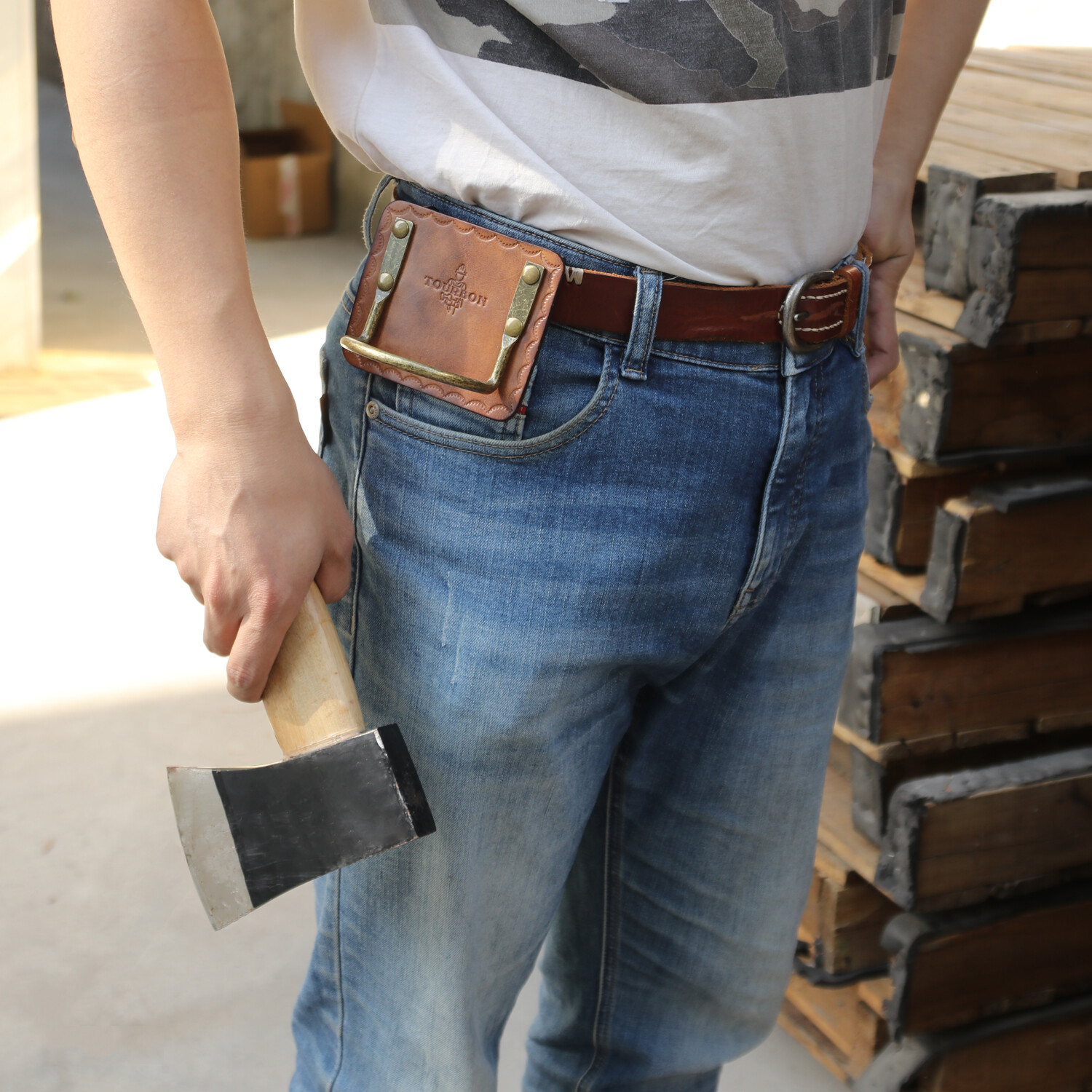 Tourbon Leather Axe Holster/Hammer/Wrench Holder Belt Gear Tools Storage Pouch