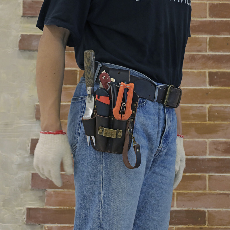 TOURBON Leather 5 in 1 Holster Electric Tape Thong Carry Tool Belt Pouch