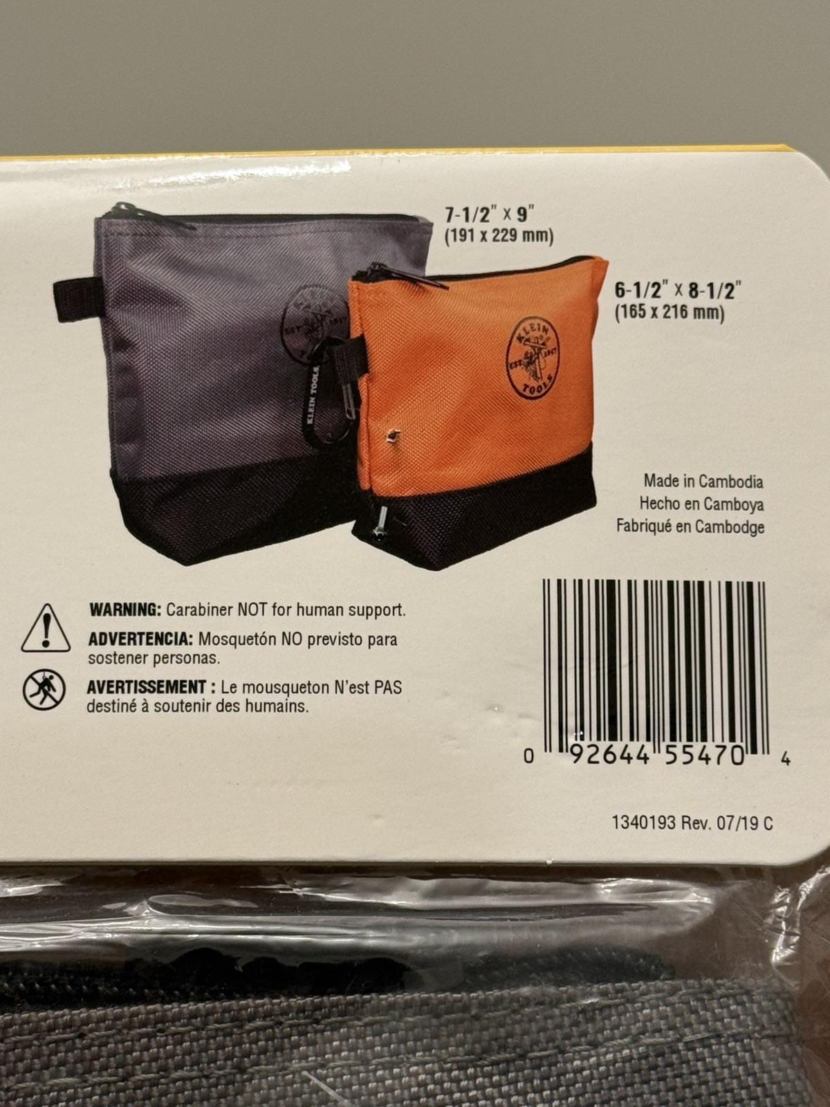 Klein Tools Zipper Bag Stand Up Tool Pouch 2-Pack 55470 NEW
