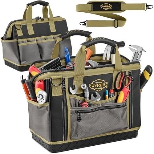 Heavy Duty Tool Bag 16 Inch 28 Pockets Waterproof 1680D Shoulder Strap