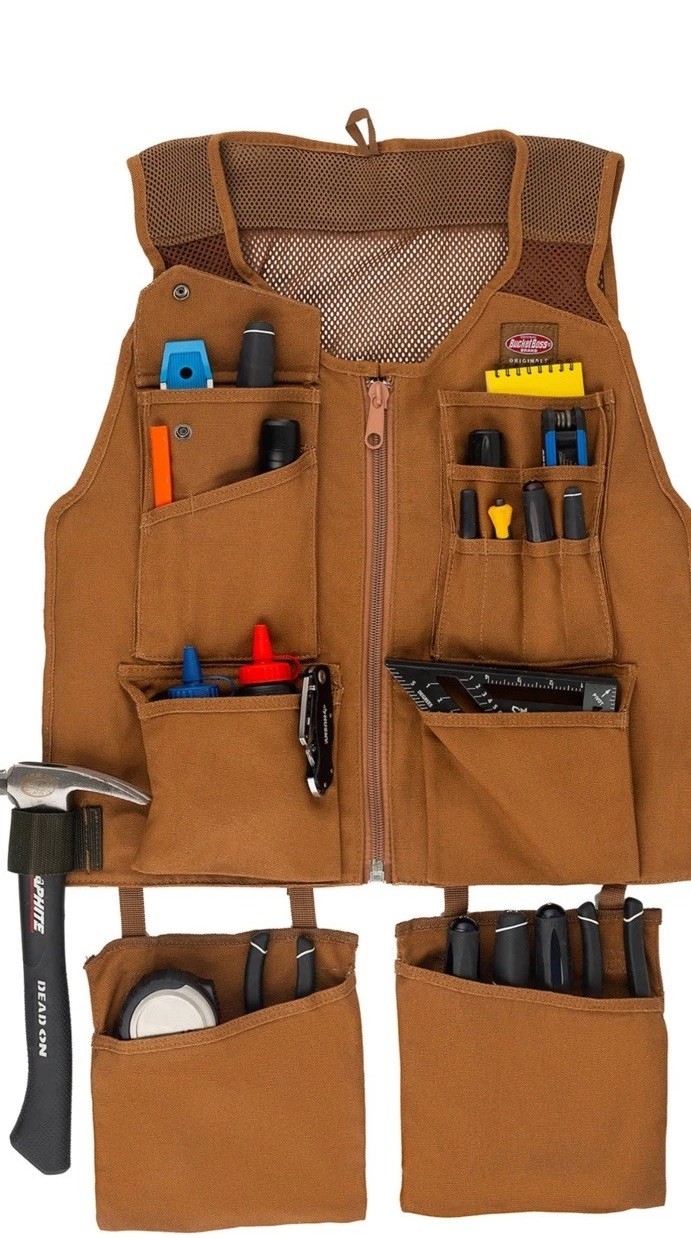 Bucket Boss Super Carpenters Tool Vest PTP 21 Inches NEW READ