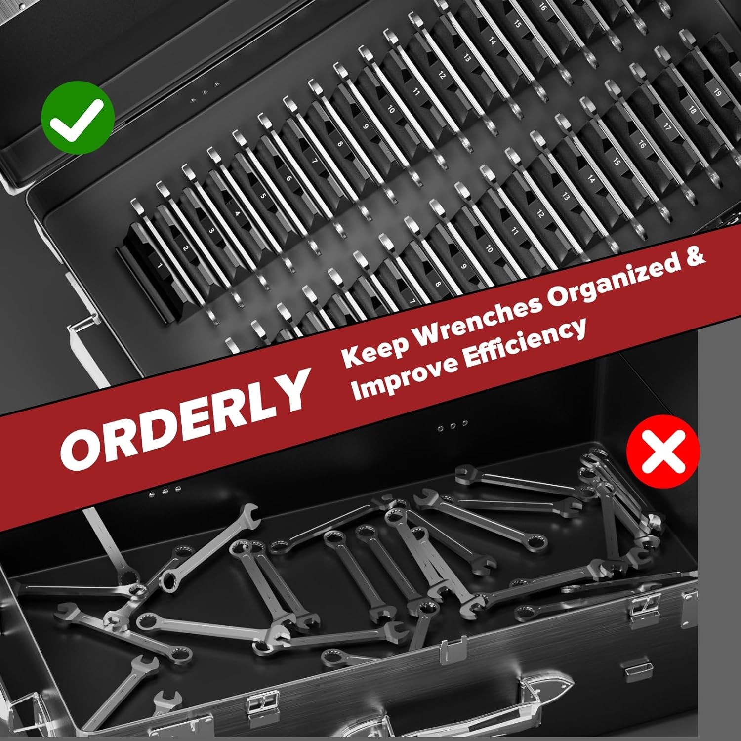 40PCS Modular Wrench Organizer Holder – Tool 40 PCS, Black
