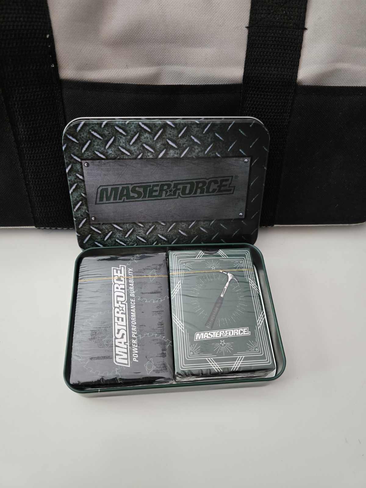 Masterforce 16″ Canvas Black And White Tool Bag & Playing Card Set Father’s Day!