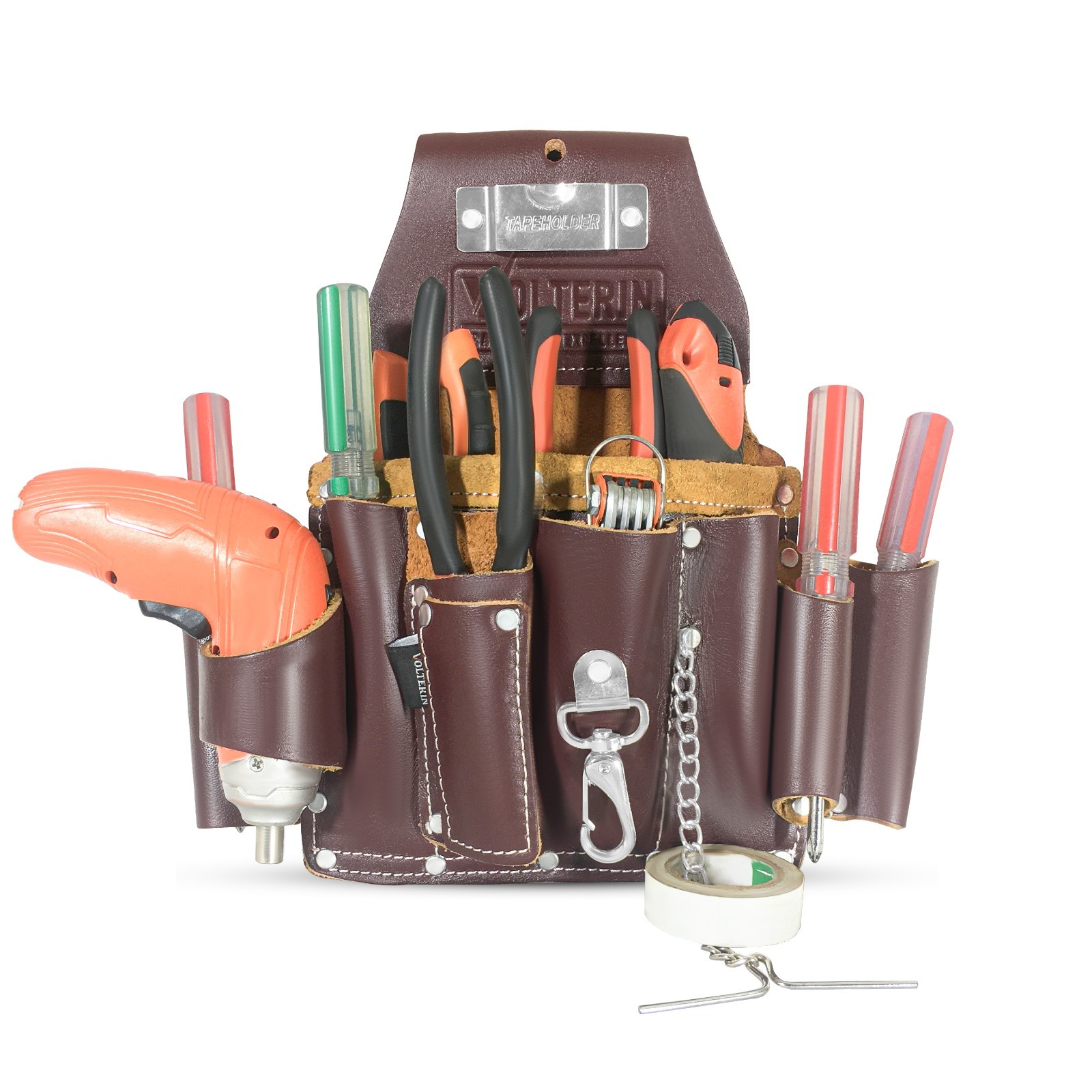 Leather Electrician Tool Pouch | 8 Pockets Tool Bag , Essential Work Apron