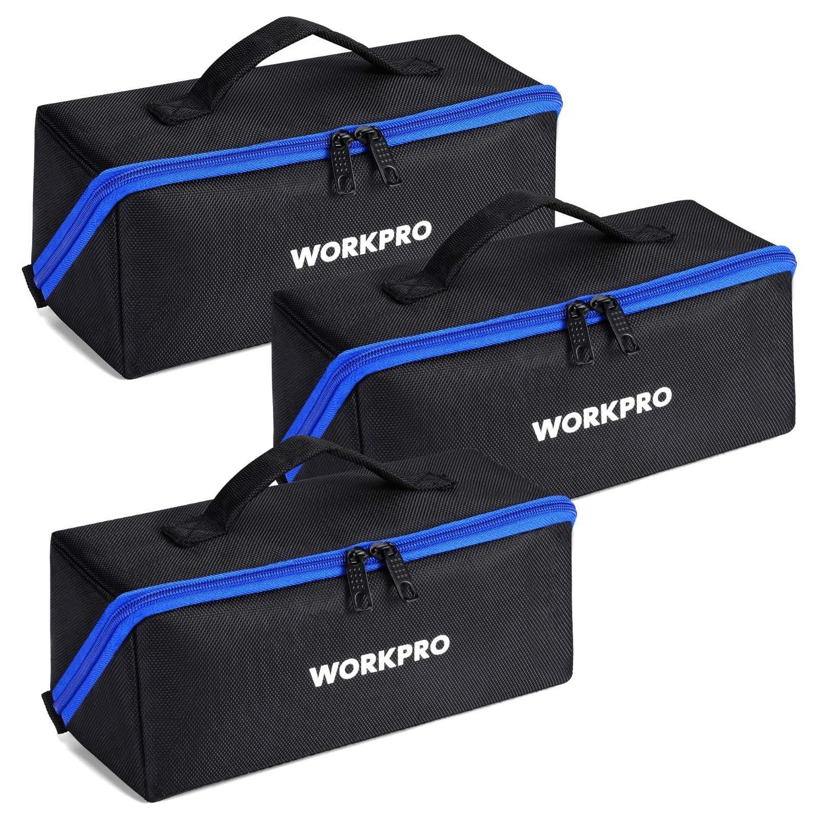 10″ Tool Bags 3 Pack – Zipper Pouches, Wide Mouth, 1680D Fabric, Multi-Purpose S