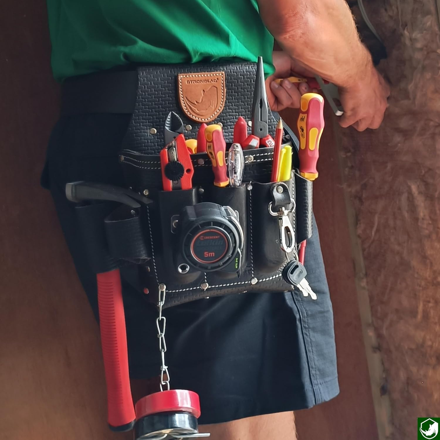 Electricians Tool Belt – Heavy Duty 13-Pocket Top Grain Leather Pouch, Adjustabl