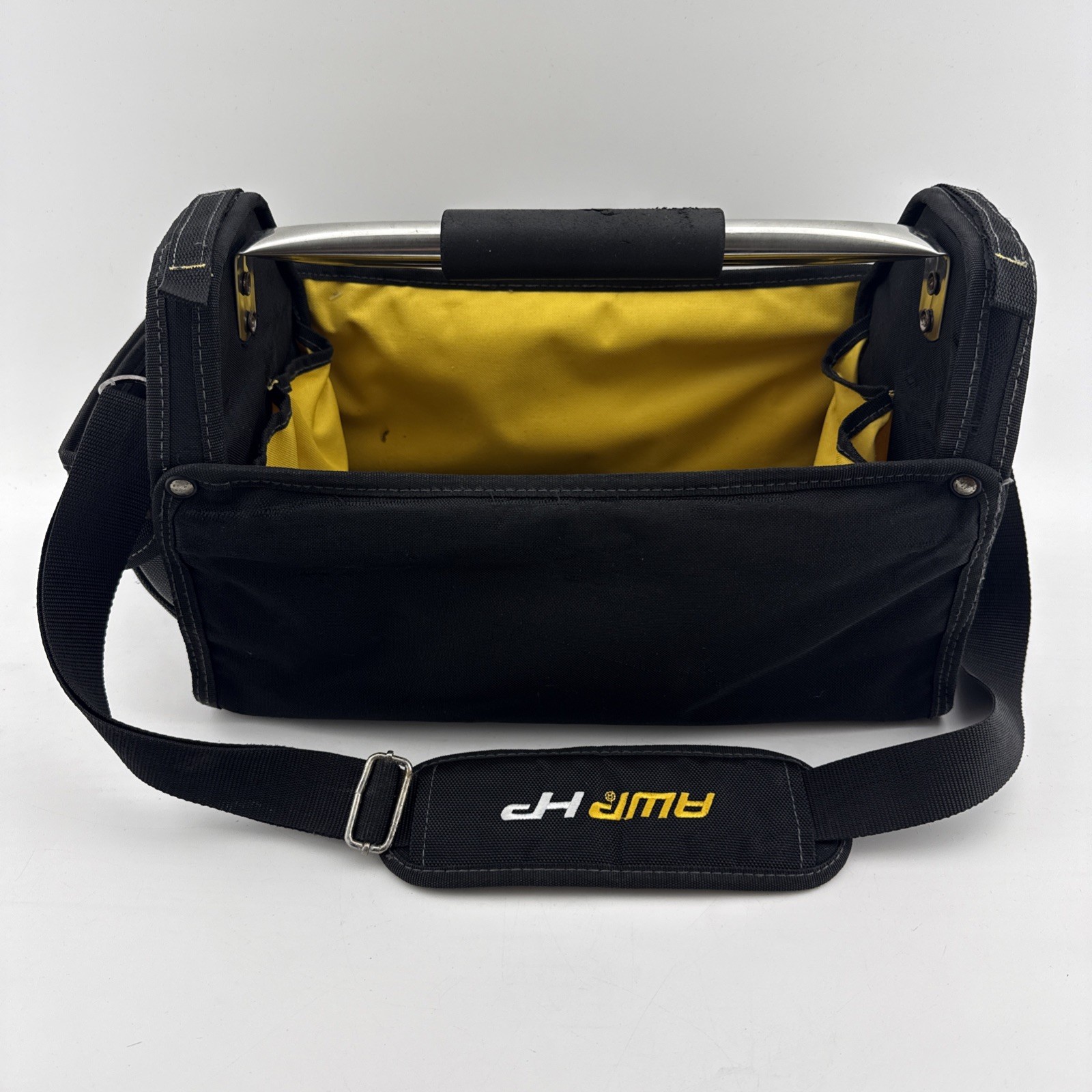 AWP HP Black Electrician Carpenter Work Tool Bag Cushioned Handle Wide Strap