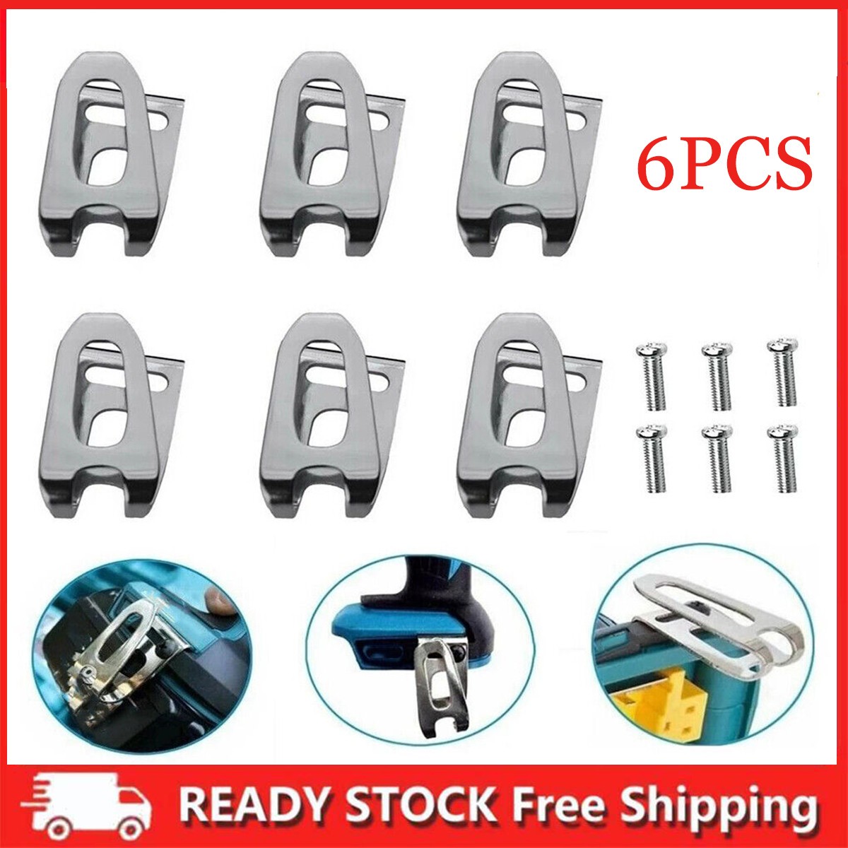 6pcs Electric Drill Belt Clip Replacement Hooks Clips Holder Fit for Dewalt tool