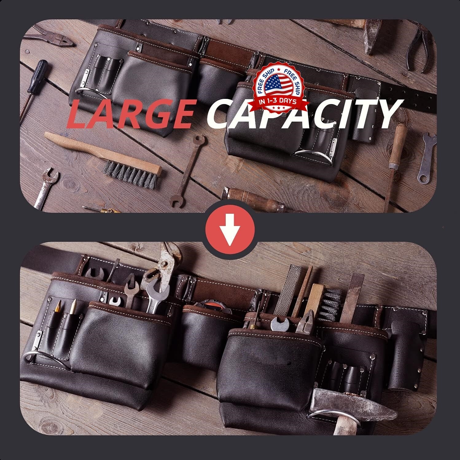 Cinturón Para Herramientas De Cuero Para Trabajo Electricista Carpintero Hombre