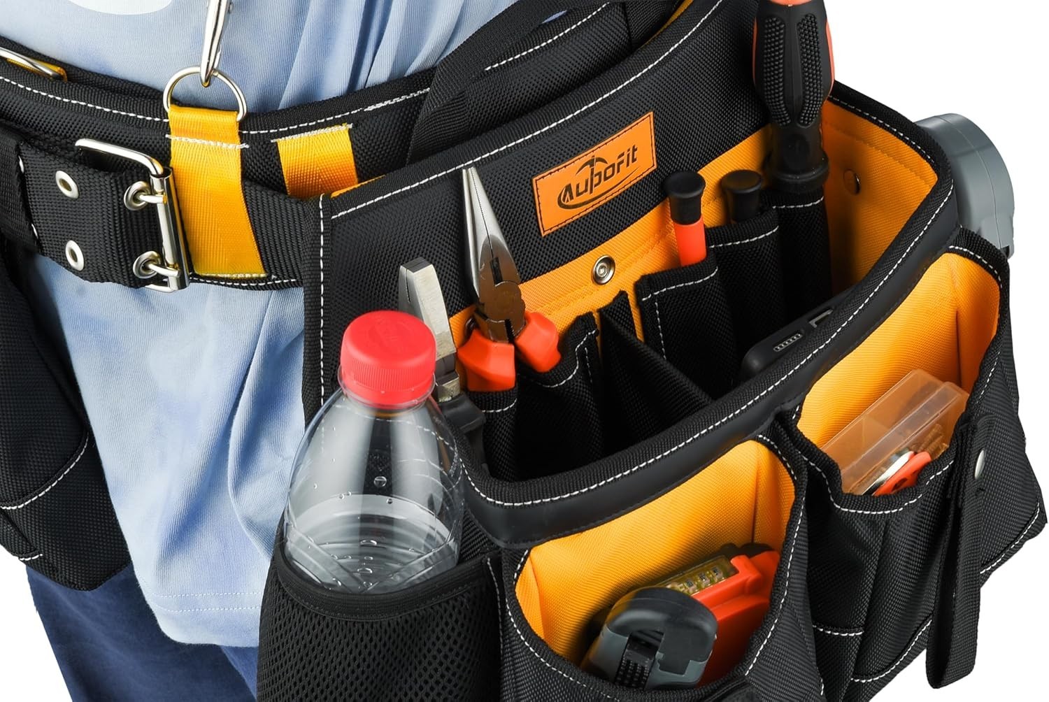 New 7Pc Tool Belt with Suspenders 32 Pocket Carpenter Electrician Rig