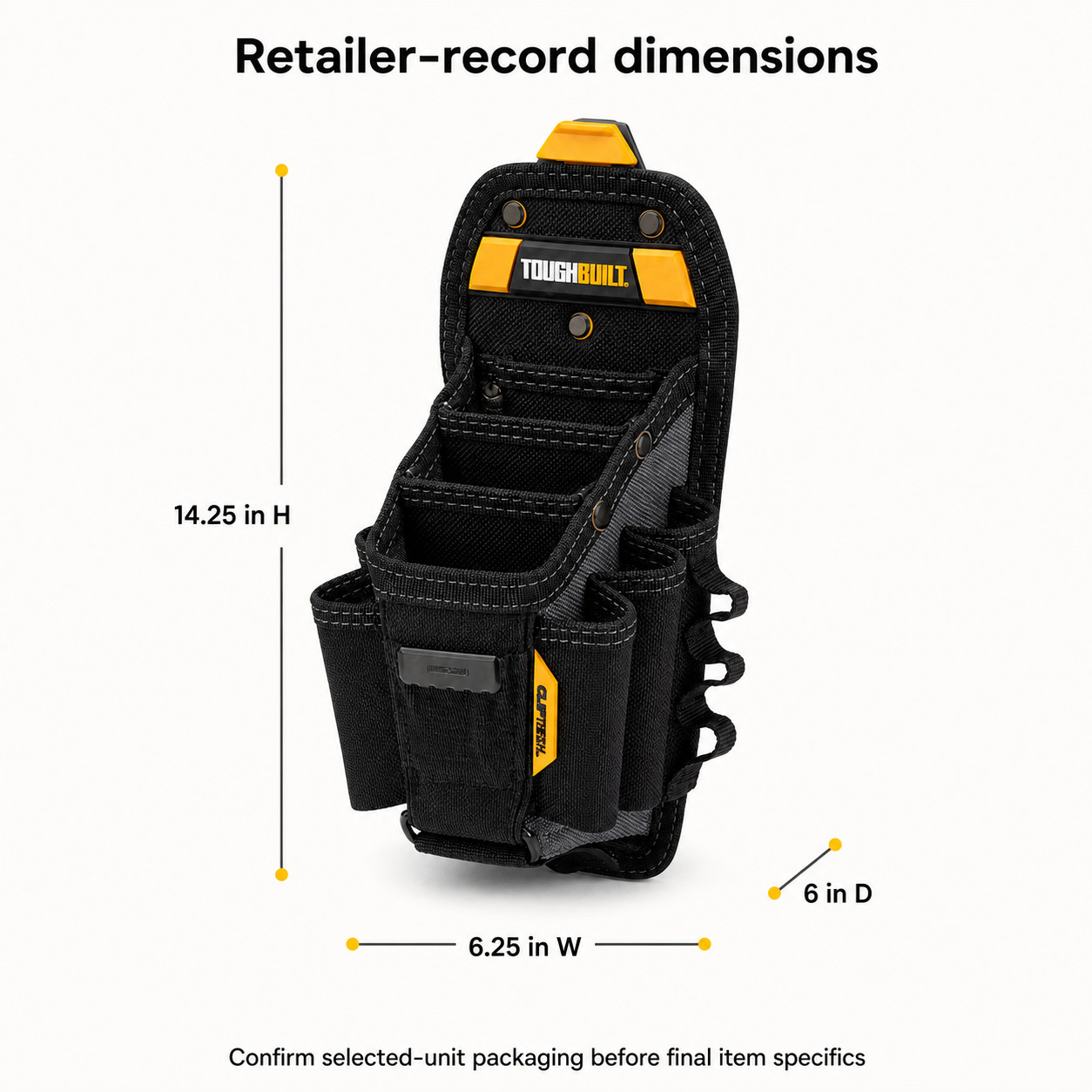 ToughBuilt TB-CT-36-L10 Technician 10-Pocket Tool Pouch ClipTech Hub Belt Bag