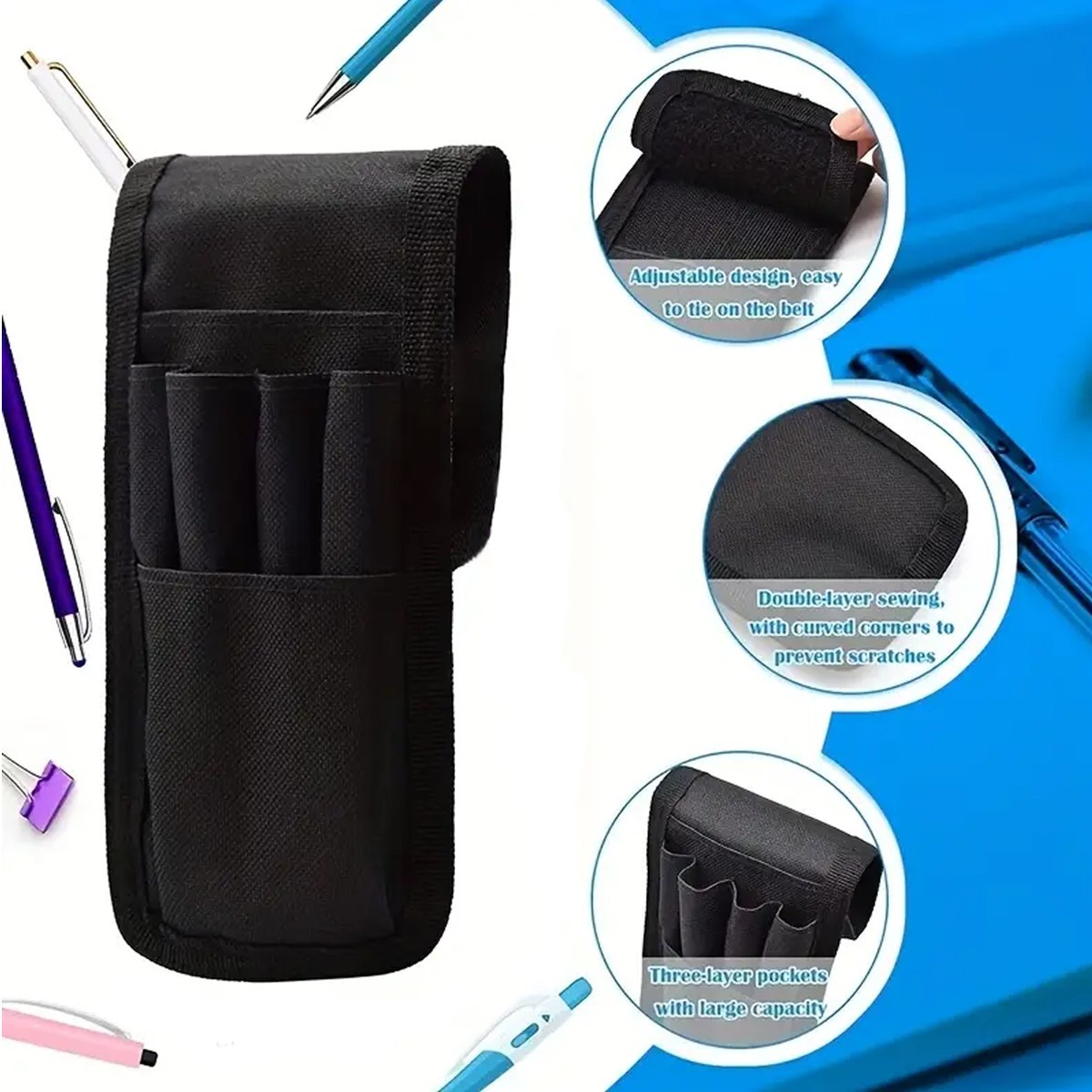 2pcs Black Tool Pouch with Belt Clip Small Tool Holder Pouch Min Work Organizer