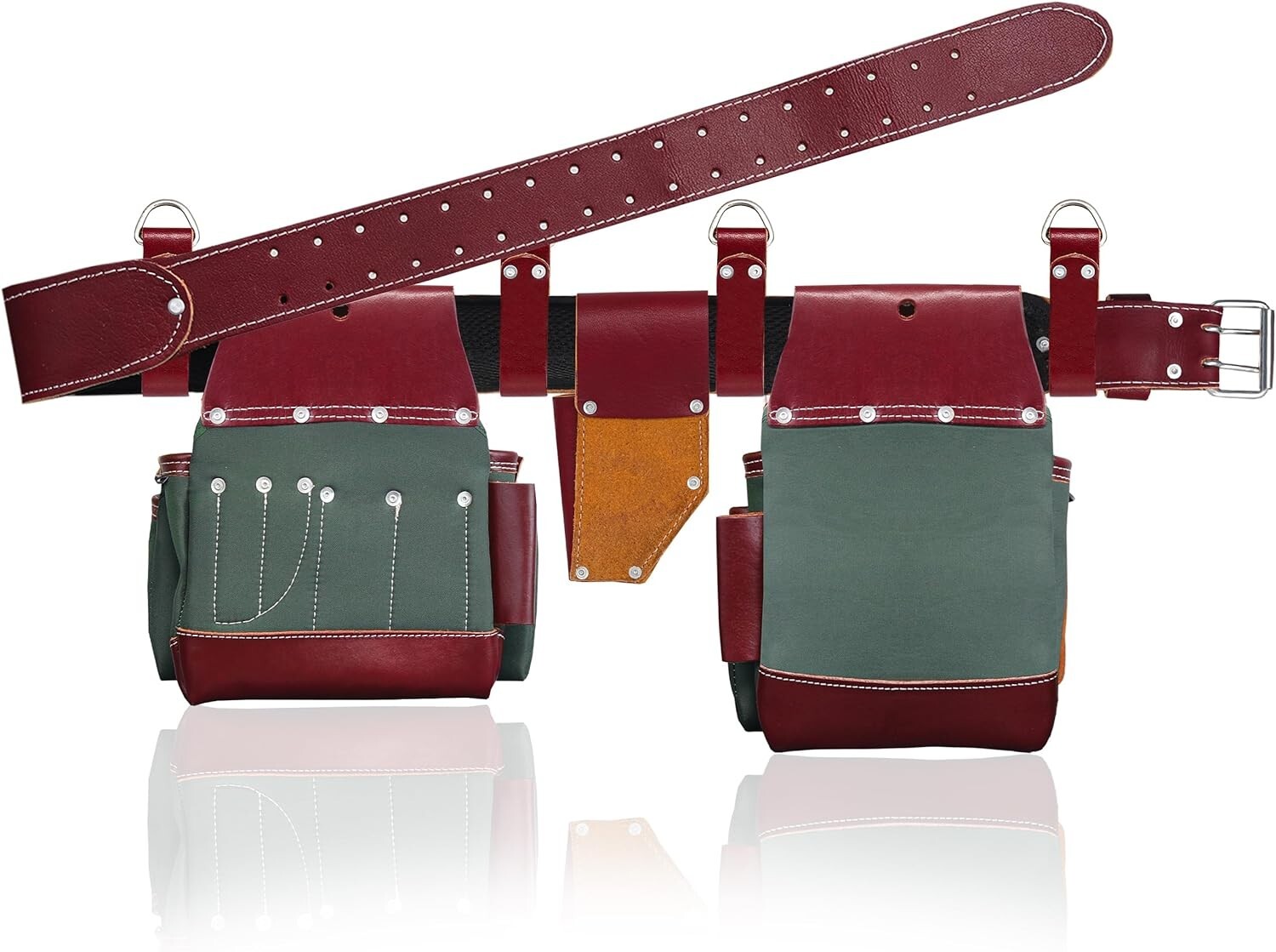 Professional Leather Tool Belt with Bags Farmers, Carpenters 19 Pocket Tools Bag