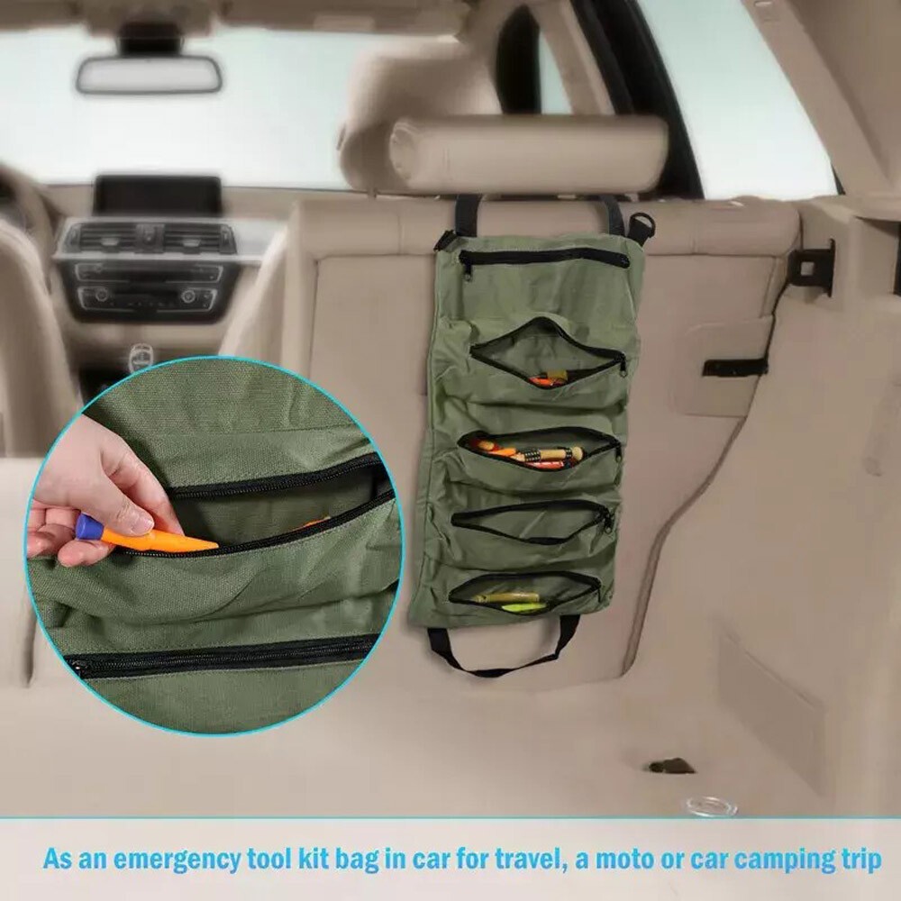 Tool Roll Up Bag Heavy Duty Tool Organizer Portable Storage Hanging on the Wall