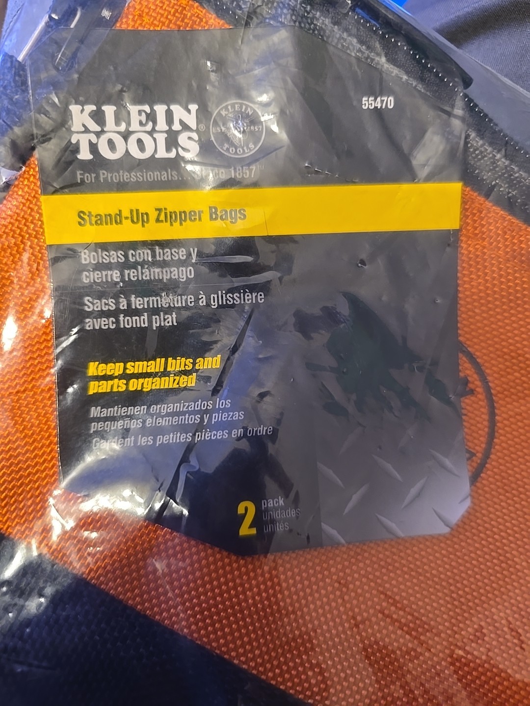 Klein Tools Zipper Bag Stand Up Tool Pouch 2-Pack 55470 NEW
