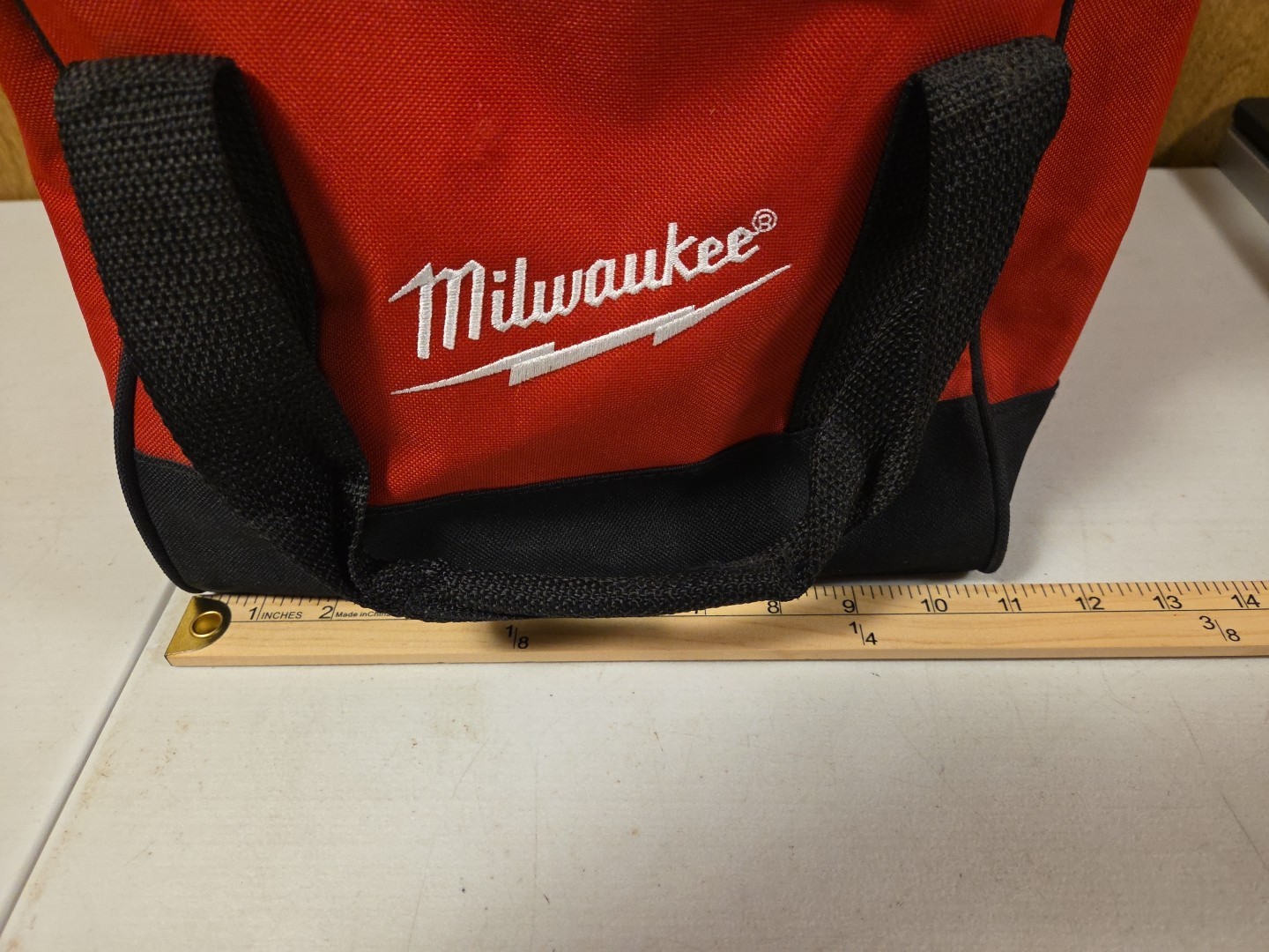 Milwaukee Canvas Soft Tool Bag 10 Inches Tall x 11 Inches Long Red w/Black Trim