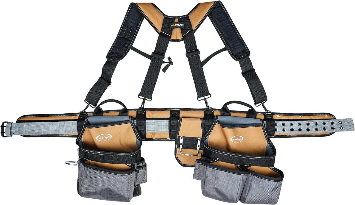 28-Pocket Pro Framer’S Rig Combo Apron Tool Belt and Heavy Duty Padded Suspender