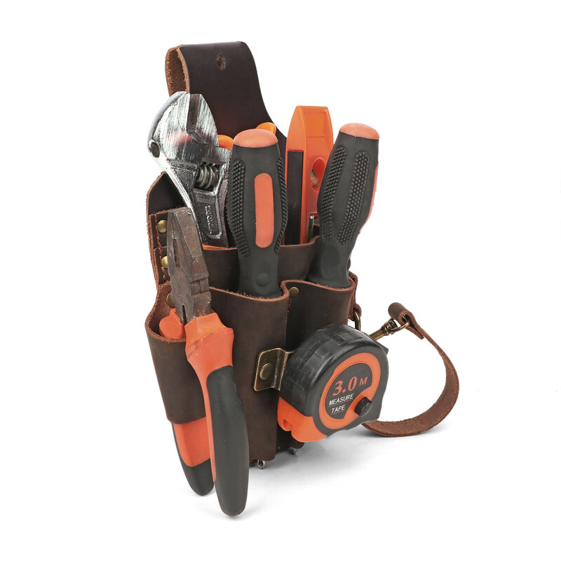 TOURBON Leather 5 in 1 Holster Electric Tape Storage Tools Pouch Belt Holder