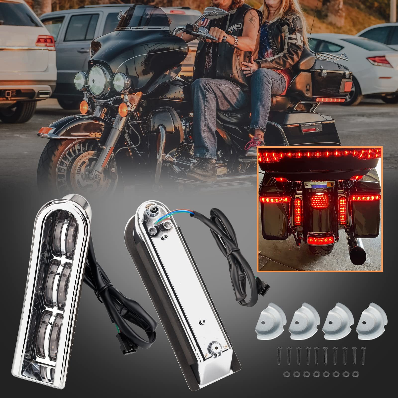 Saddlebag Filler LED Lights for Harley Touring 2014-2022 Chrome
