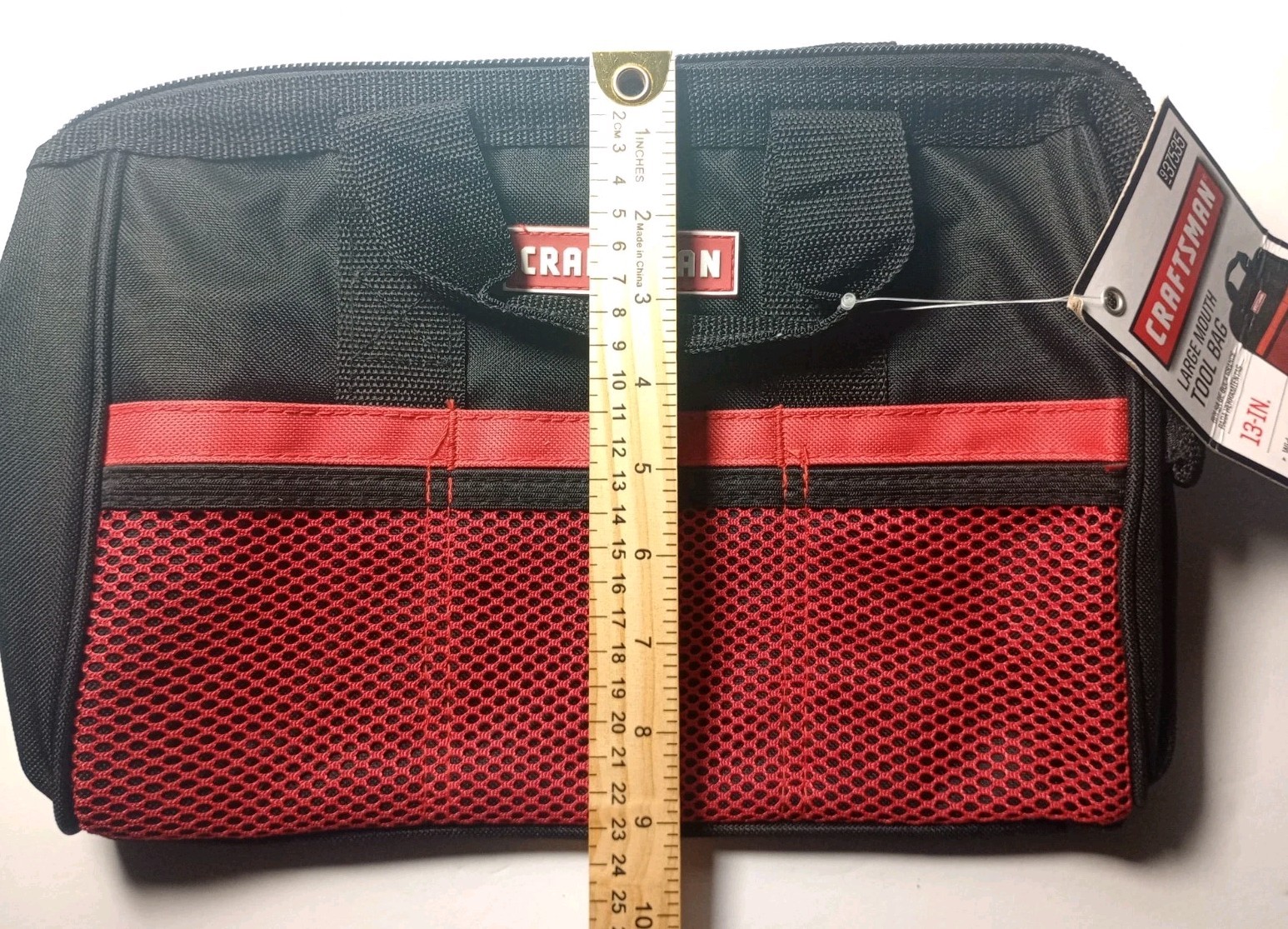 Craftsman 13″ Large Mouth Tool Bag – Black/Red