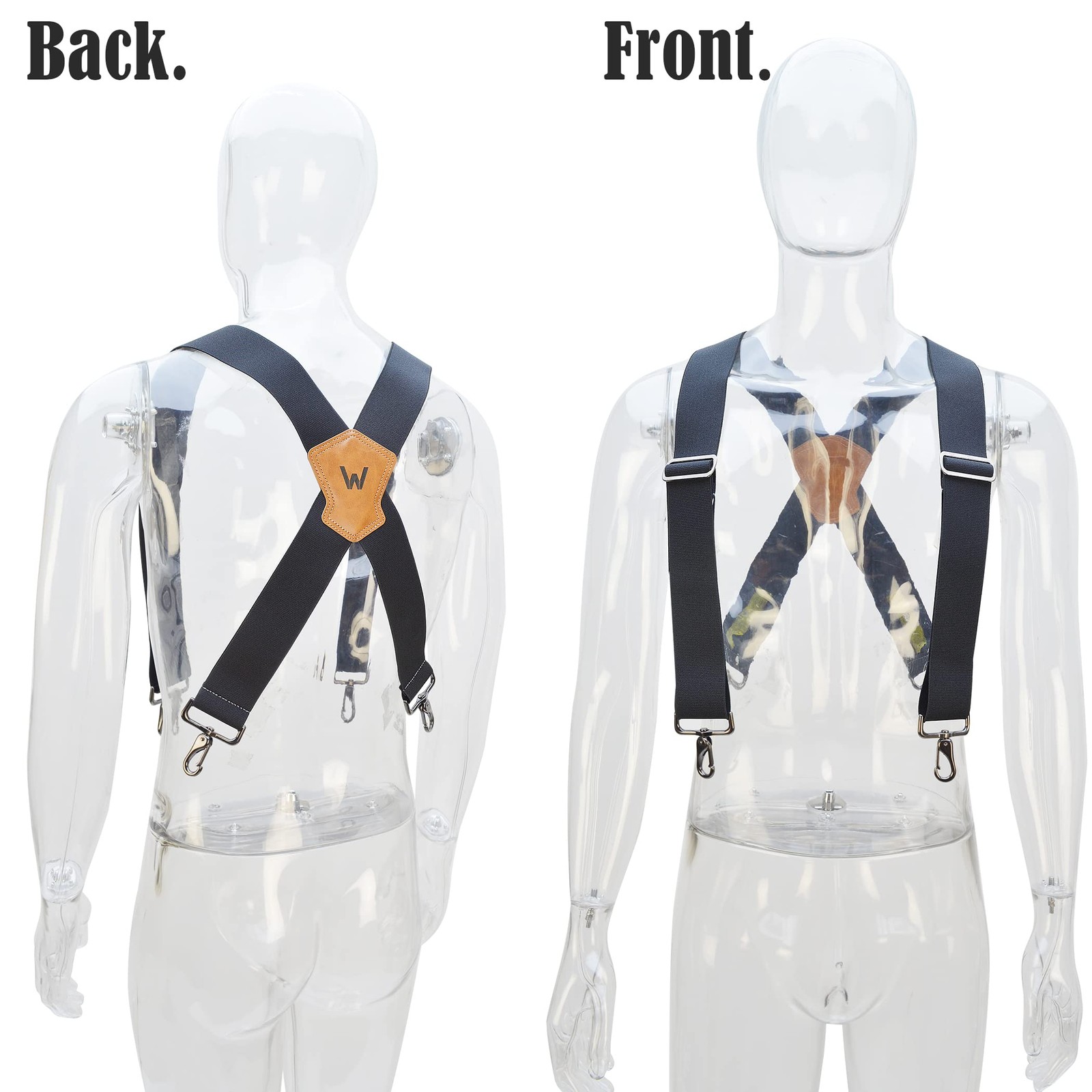 WELKINLAND 2Inch-Wide Full Elastic Suspenders, Heavy Duty Men’s Large, Black