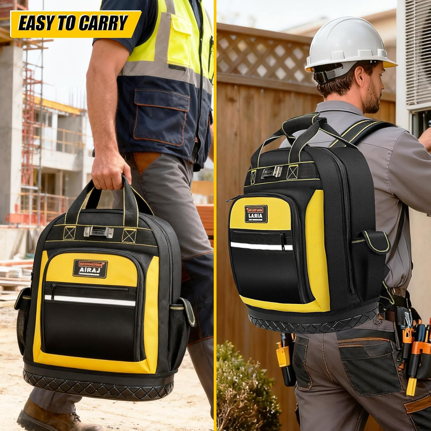 17in Heavy Duty Tool Backpack Waterproof Molded Base Electrician Work Bag
