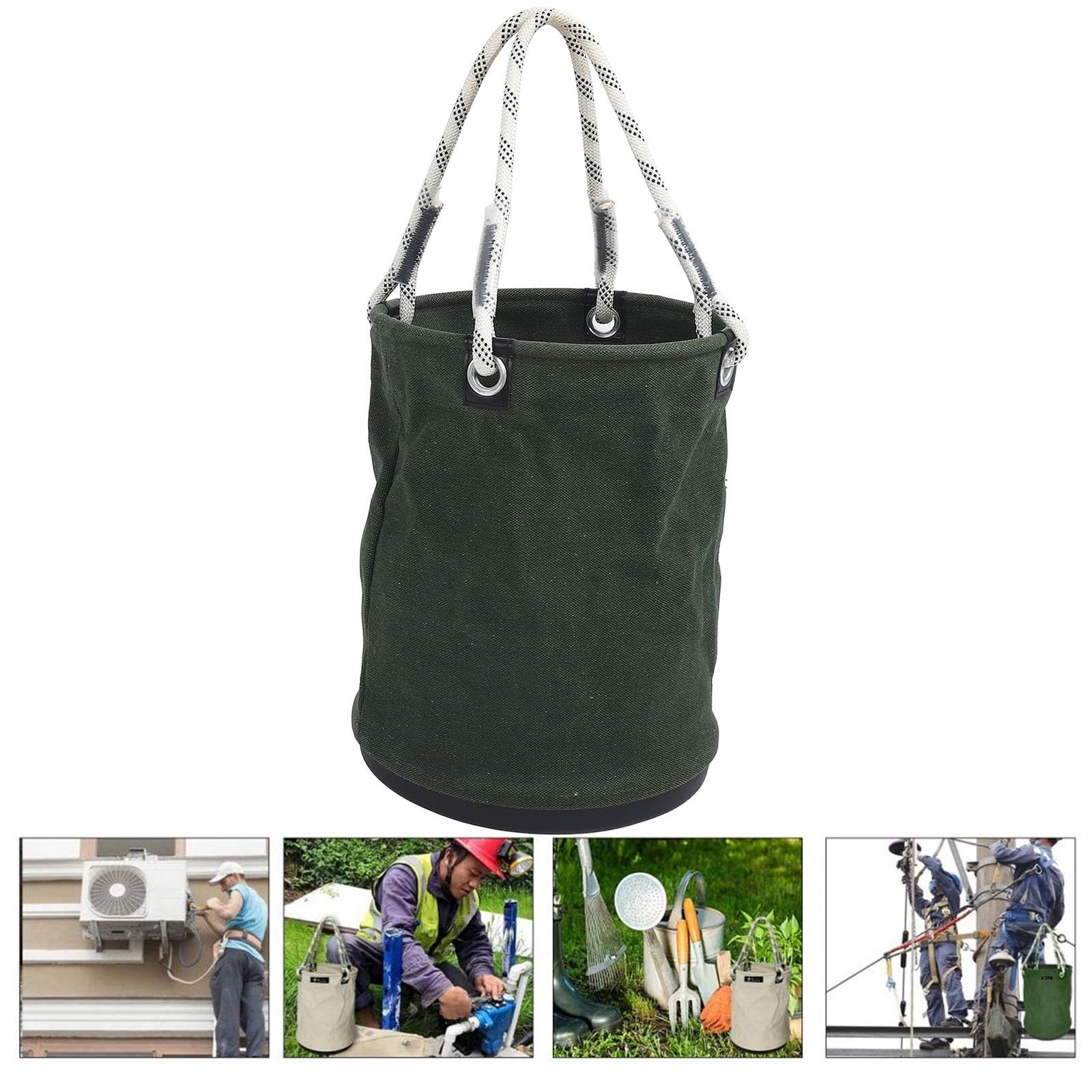 Canvas Bucket, 40x30cm 30KG Load Bearing Canvas Tool Organizer Plastic Bottom…