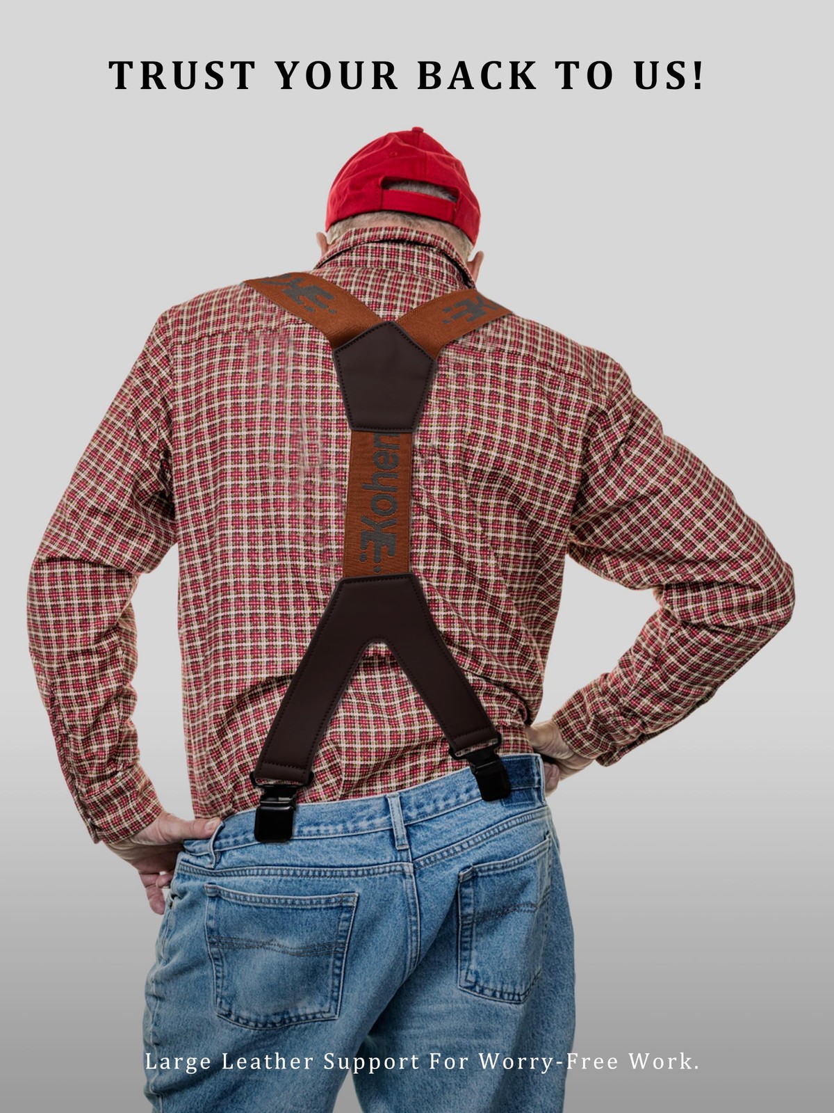 Kohentact Men’s Industrial Strength Work Suspenders 2-Inch 47 inches, Brown