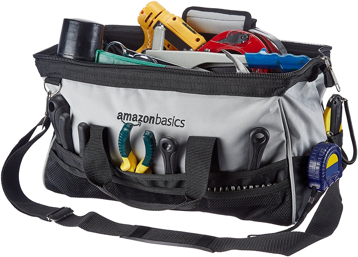 Amazon Basics Durable Wear-Resistant Tool Large Standard Bag, Black & Grey
