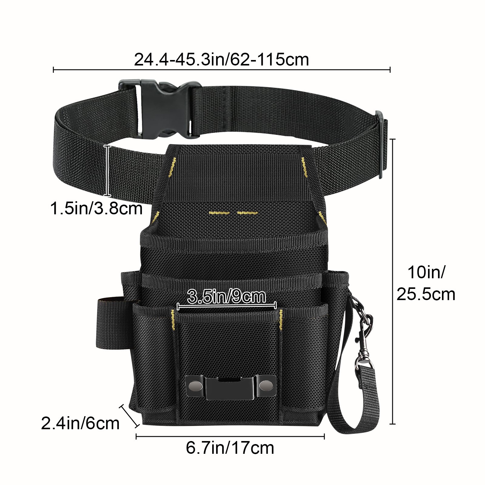 Heavy-Duty 11-Pocket Tool Bag Waist Pouch Adjustable Belt Waterproof Organizer