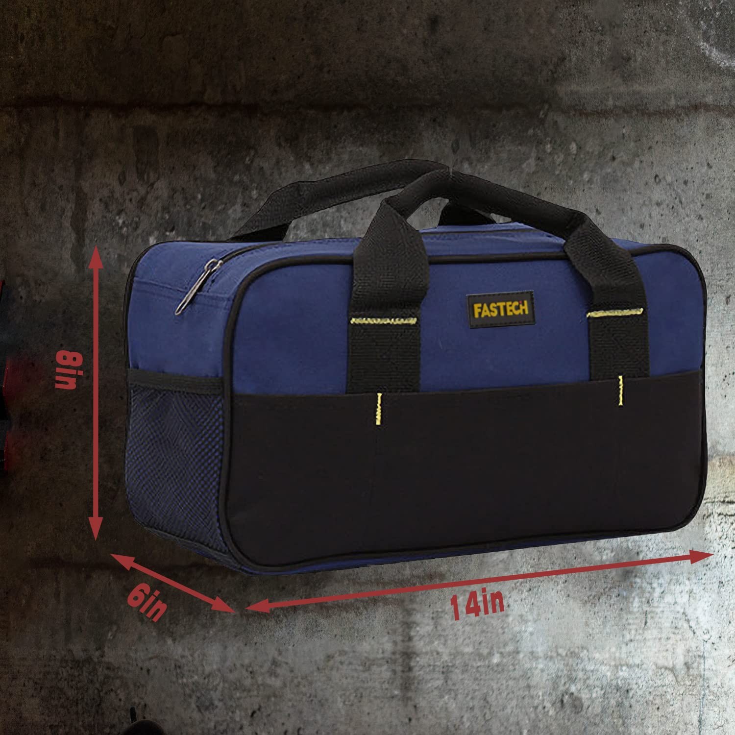 FASTECH 14 Inch Small Tool Tote Bag, Wide Mouth Blue, Blue