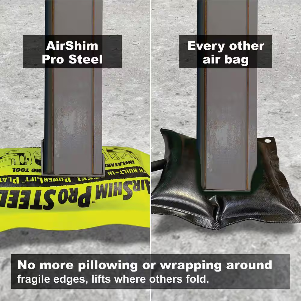Contractor Grade AirShim Pro STEEL: Dual-Functioned Inflatable Pry Bar and Level