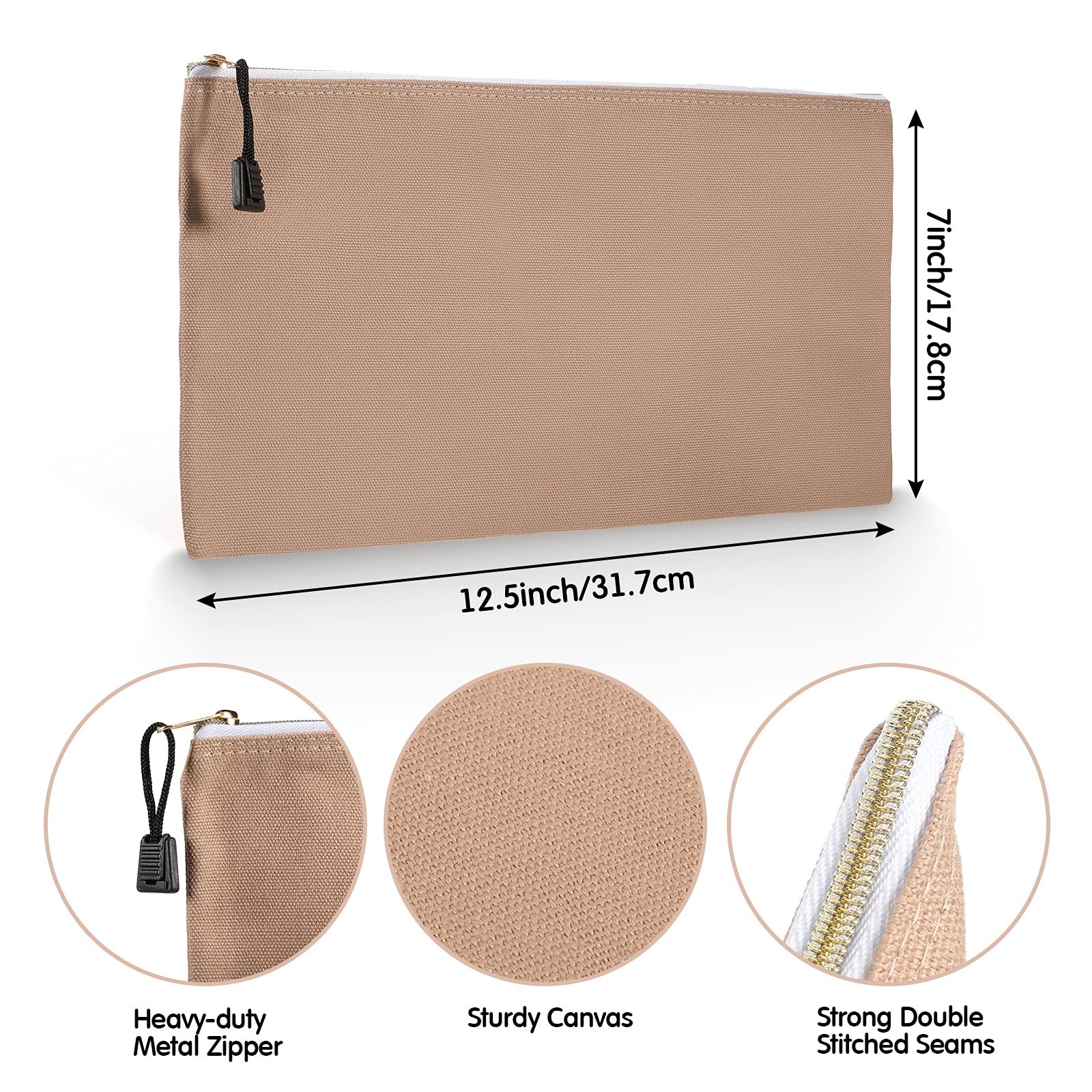 10 Pieces Canvas Tool Pouch Metal Zipper Utility Tool 10 Colors Multi-purpose