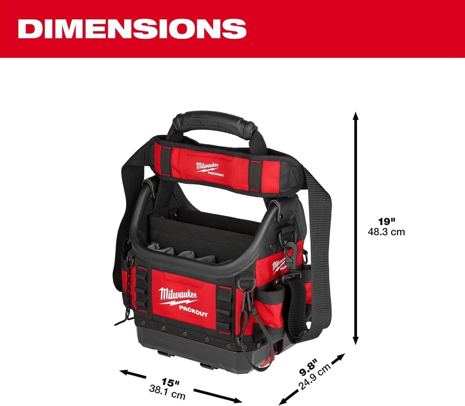 Milwaukee PACKOUT 9.8 in. W X 19 in. H Ballistic Tool Tote 35 pocket Black/Red