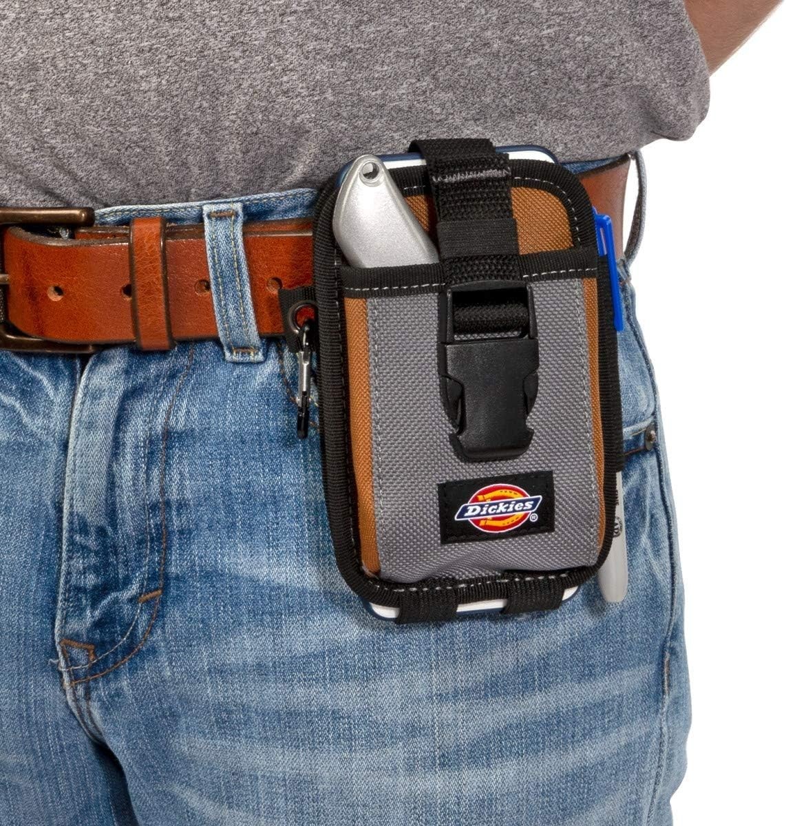 2-Compartment Large Phone Pouch, Universal-fit Steel Clip for Tool Belt, Secu…