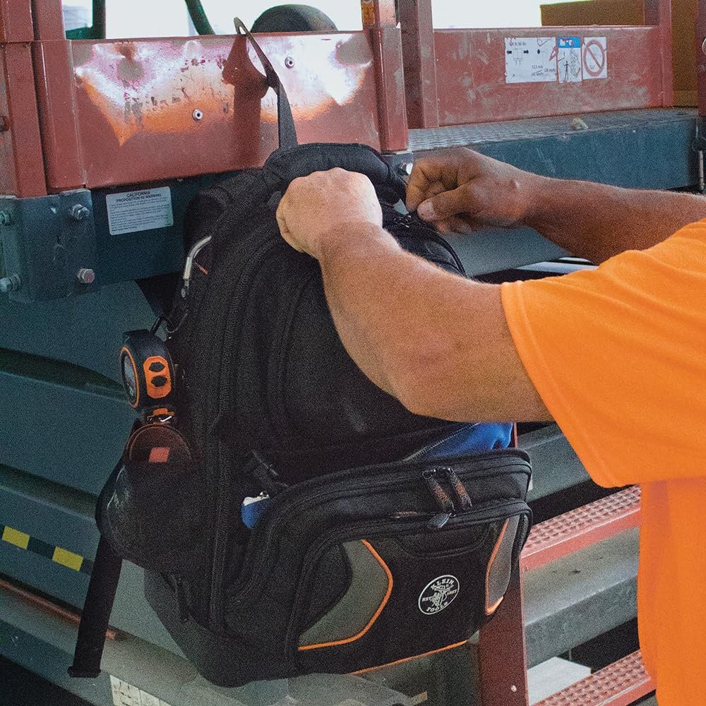 Klein Tools 55485 Tool Bag Backpack, Durable Electrician Backpack with 48…