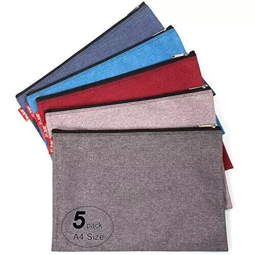 5 Pack Canvas Zipper Tool Bag Set 13.3″ X 9.4″ 14oz Heavy Duty Waterproof Multip
