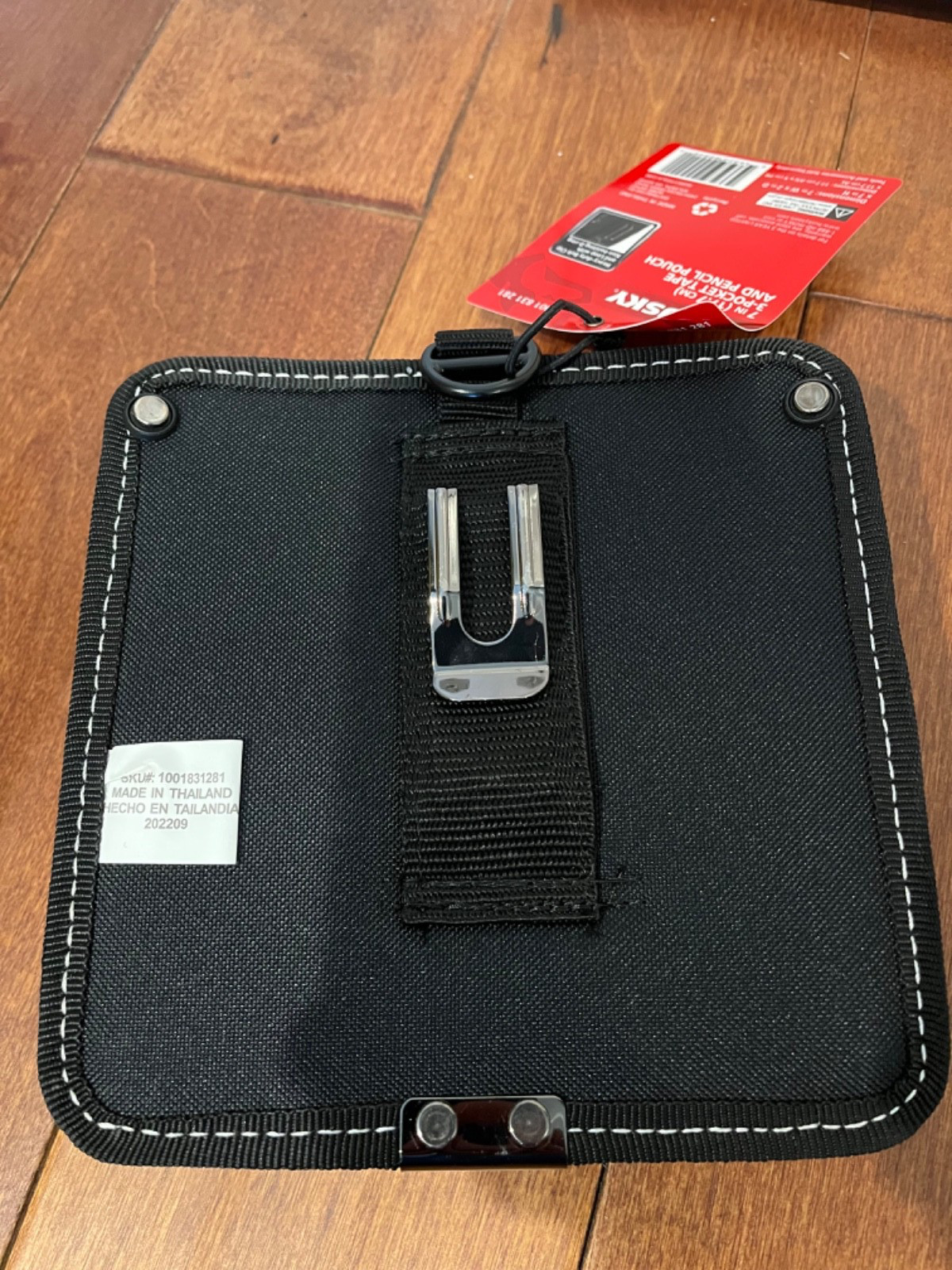 Husky 7 in. 3-Pocket Clip On Tool Belt Tape & Pencil Pouch Heavy Duty Storage