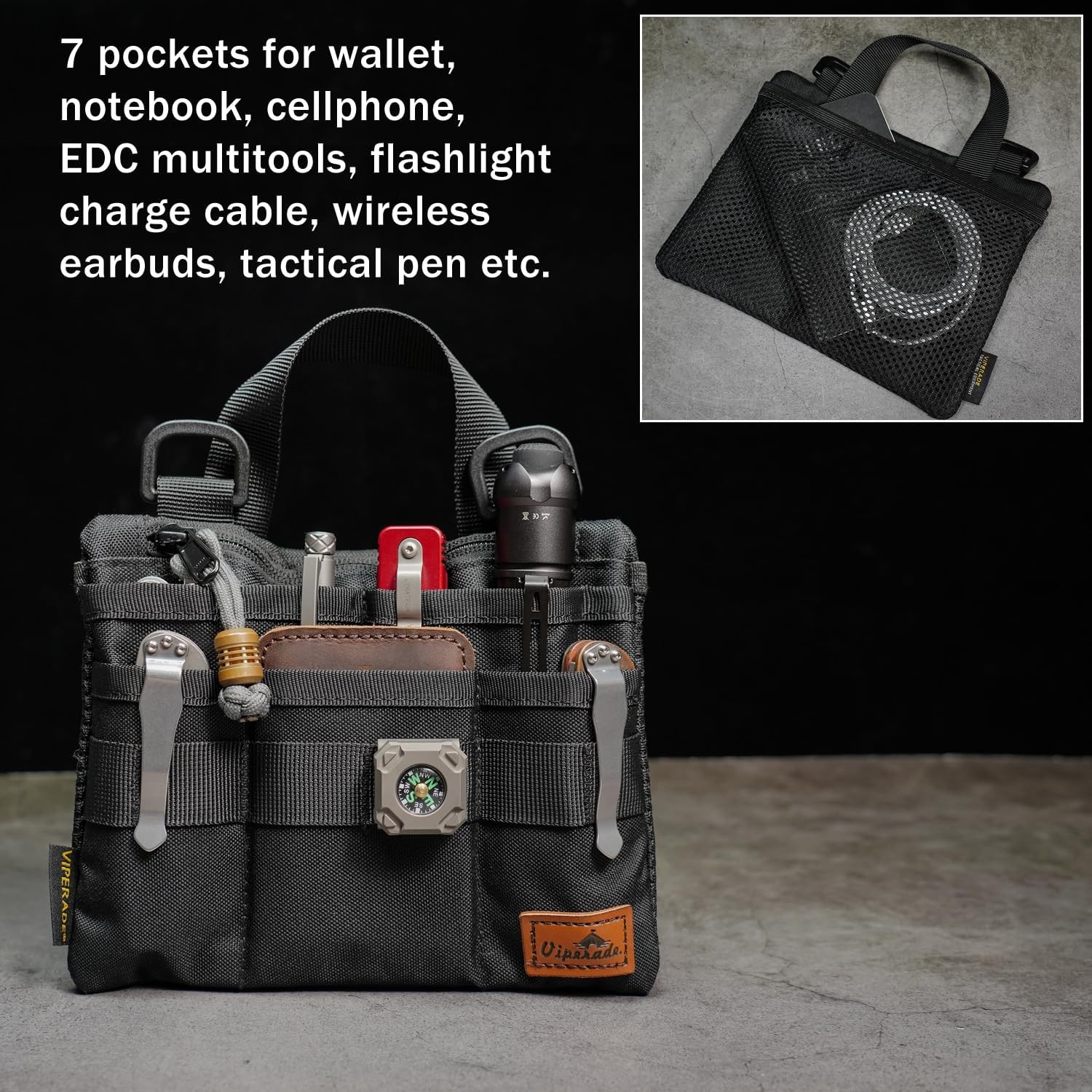 VE5 Slim EDC Pouch with 7 Pockets, Mens Pocket Organizer Multitool Pouch, Min…