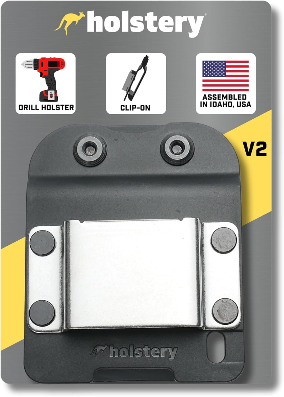 Holstery Drivermaster | Clip-On Tool Belt Drill Holder – Simple Hook Holster for