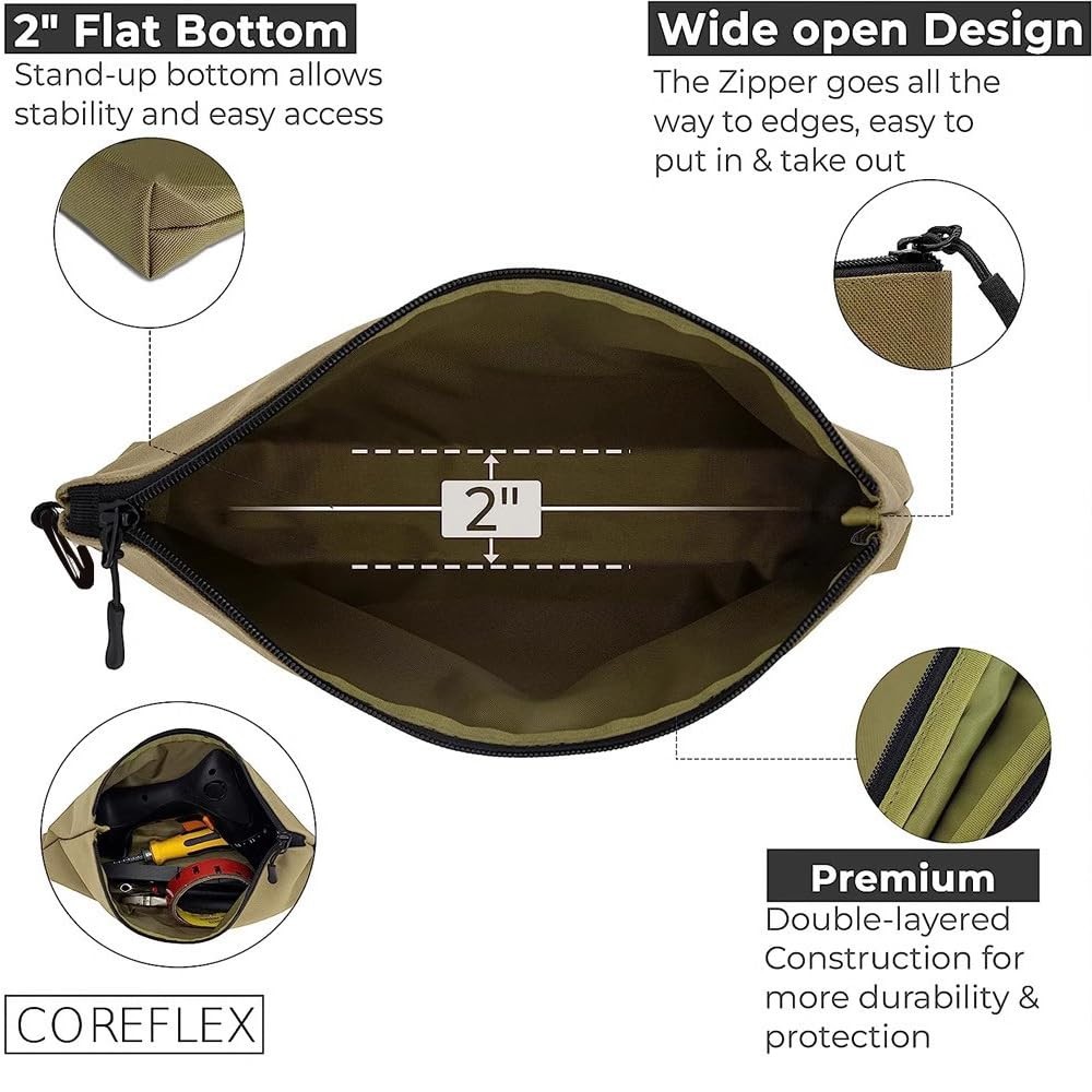 4Pcs Premium Tool Bag Set,12 inch Zippered Tool Pouch with Carabiner Clip,4 C…