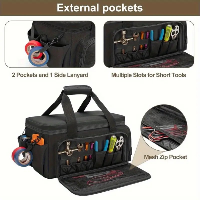14″ Heavy Duty Tactical Tool Bag Non-Slip Base Durable Portable Tool Storage