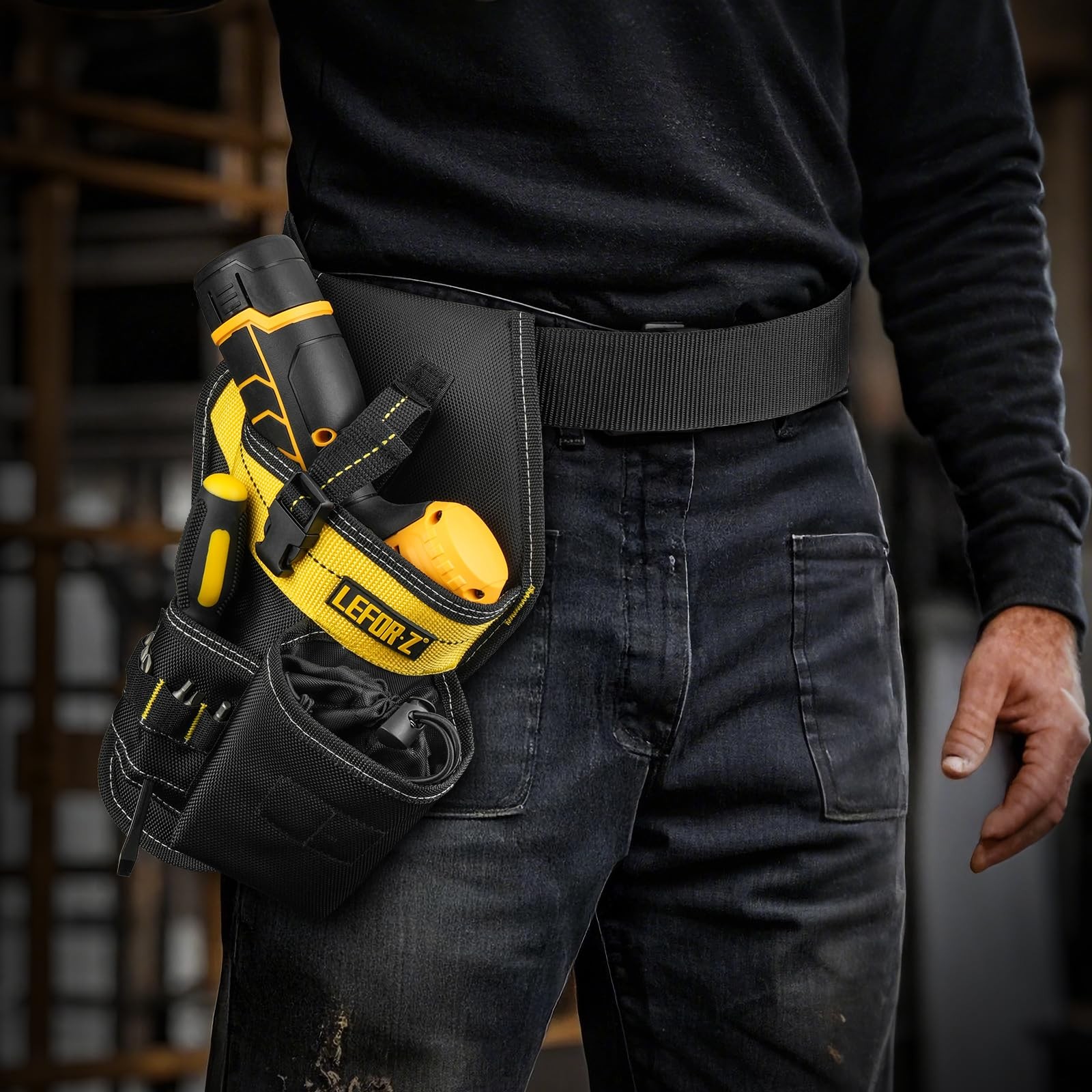 Drill Holster,Heavy-Duty Impact Holster for Tool Belt,Quick Black+Yellow