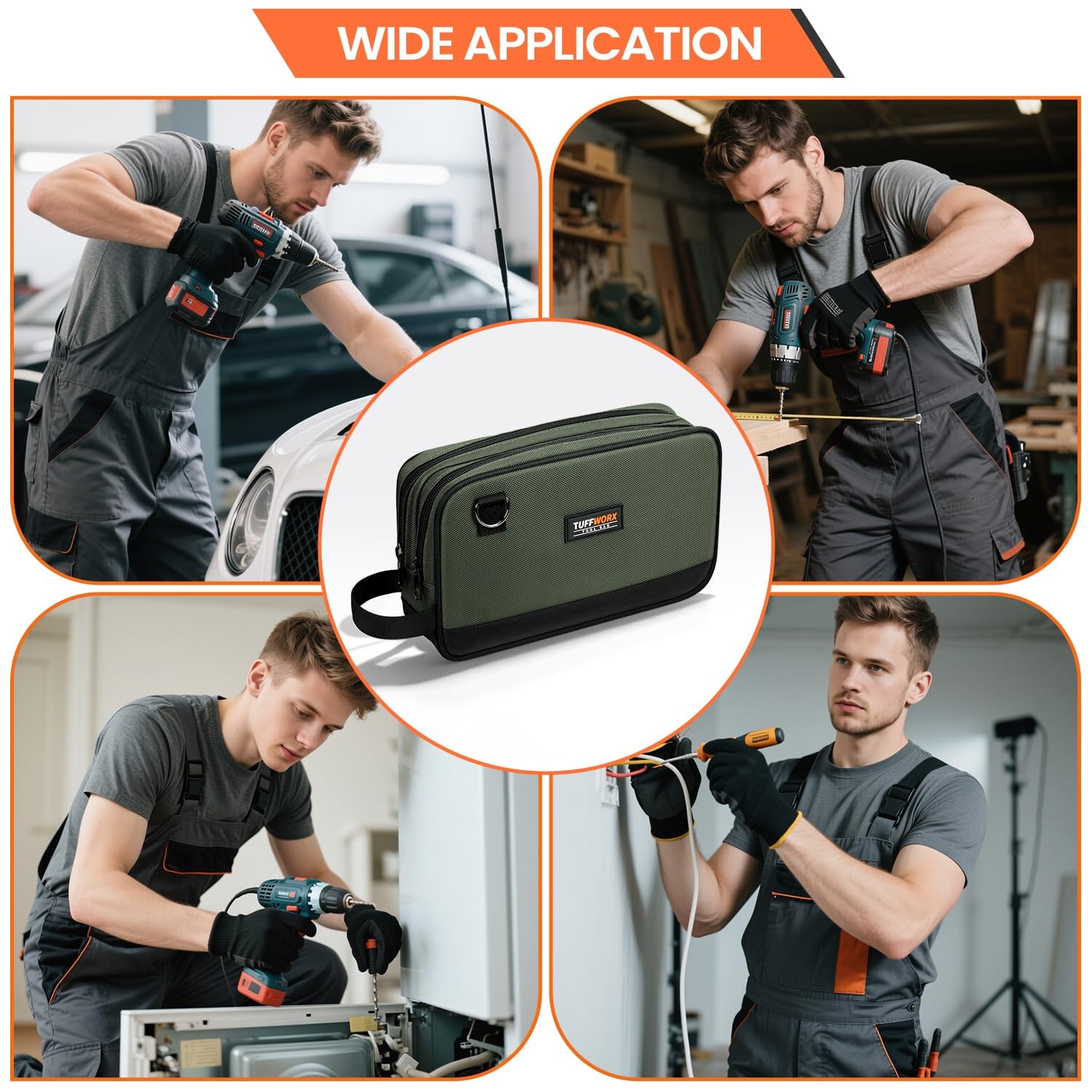 Tool Bag, 12″ Small Tool Pouch Waterproof 600D Dual Compartments Tool Organiz…