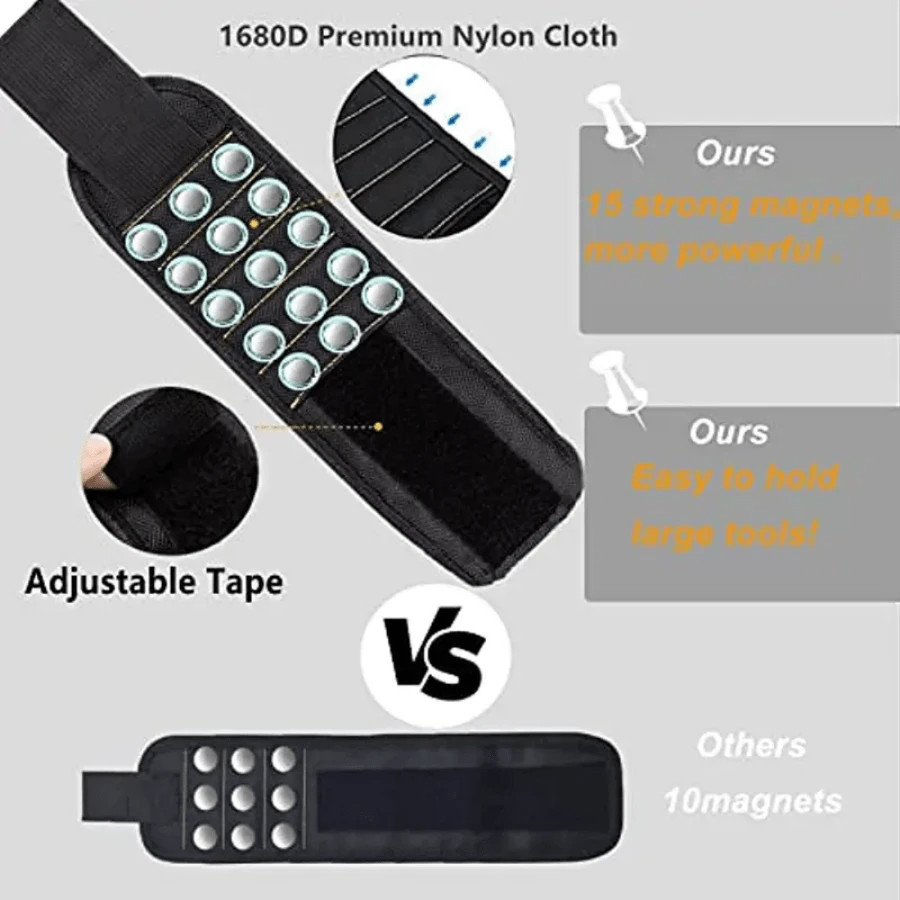 Magnetic Wristband For Holding Screws Nails Strong Magnets Belt Adjustable Strap
