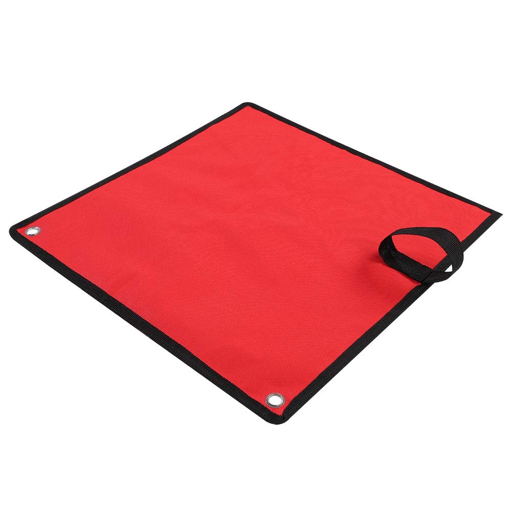 Multi Pocket Tool Bag with 25 Pockets, Red Canvas 26.4×19.3 Inches Unrolled f…
