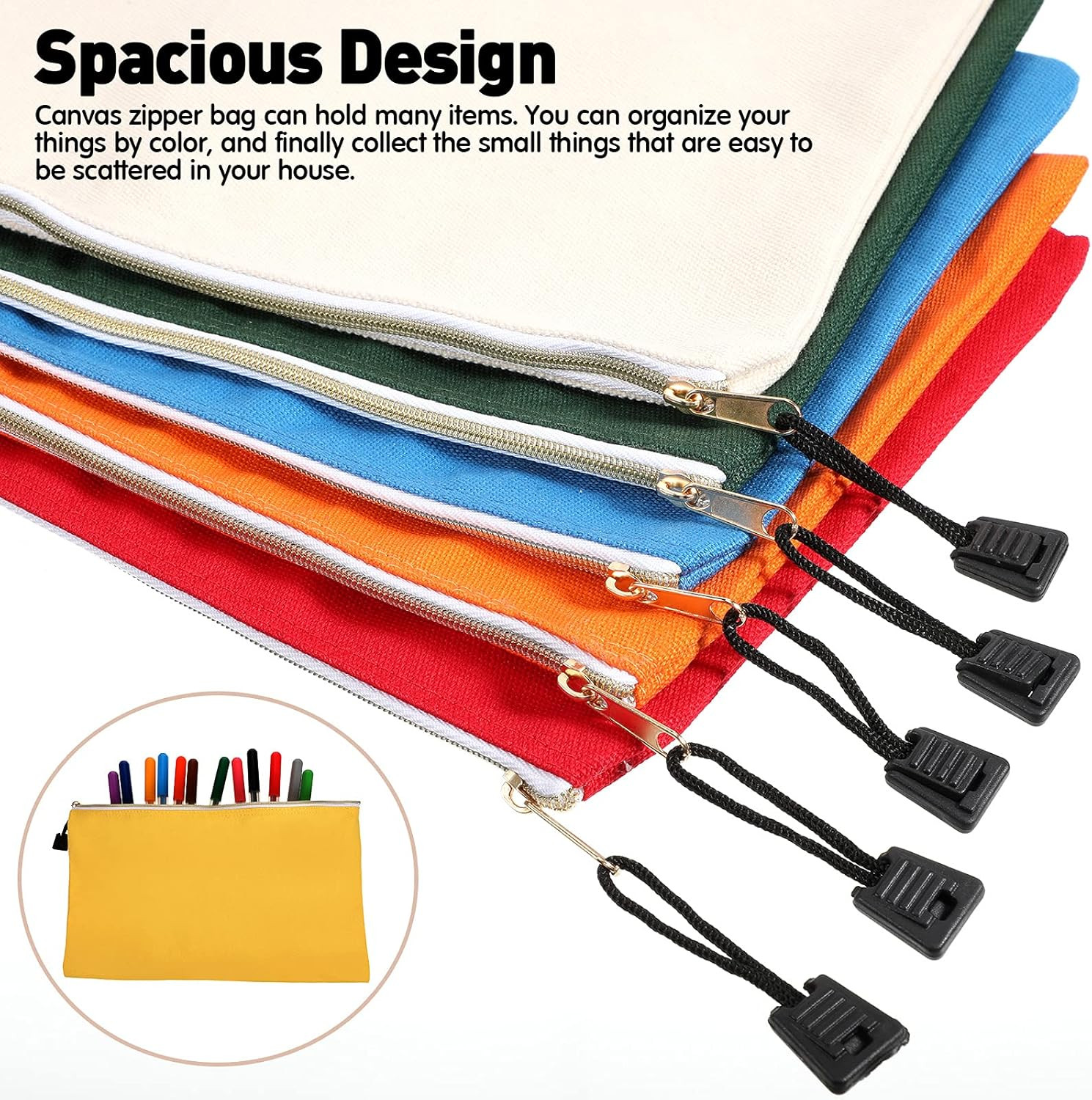 10 Pieces Canvas Tool Pouch Metal Zipper Utility Tool Bags 10 Colors Multi-Purpo