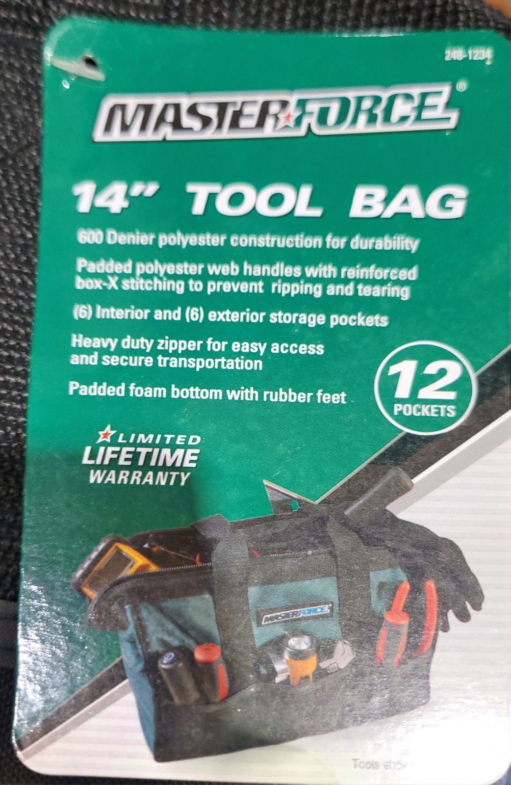 Masterforce 14″ Tool Bag New With Tag Green / Black 12 Pocket
