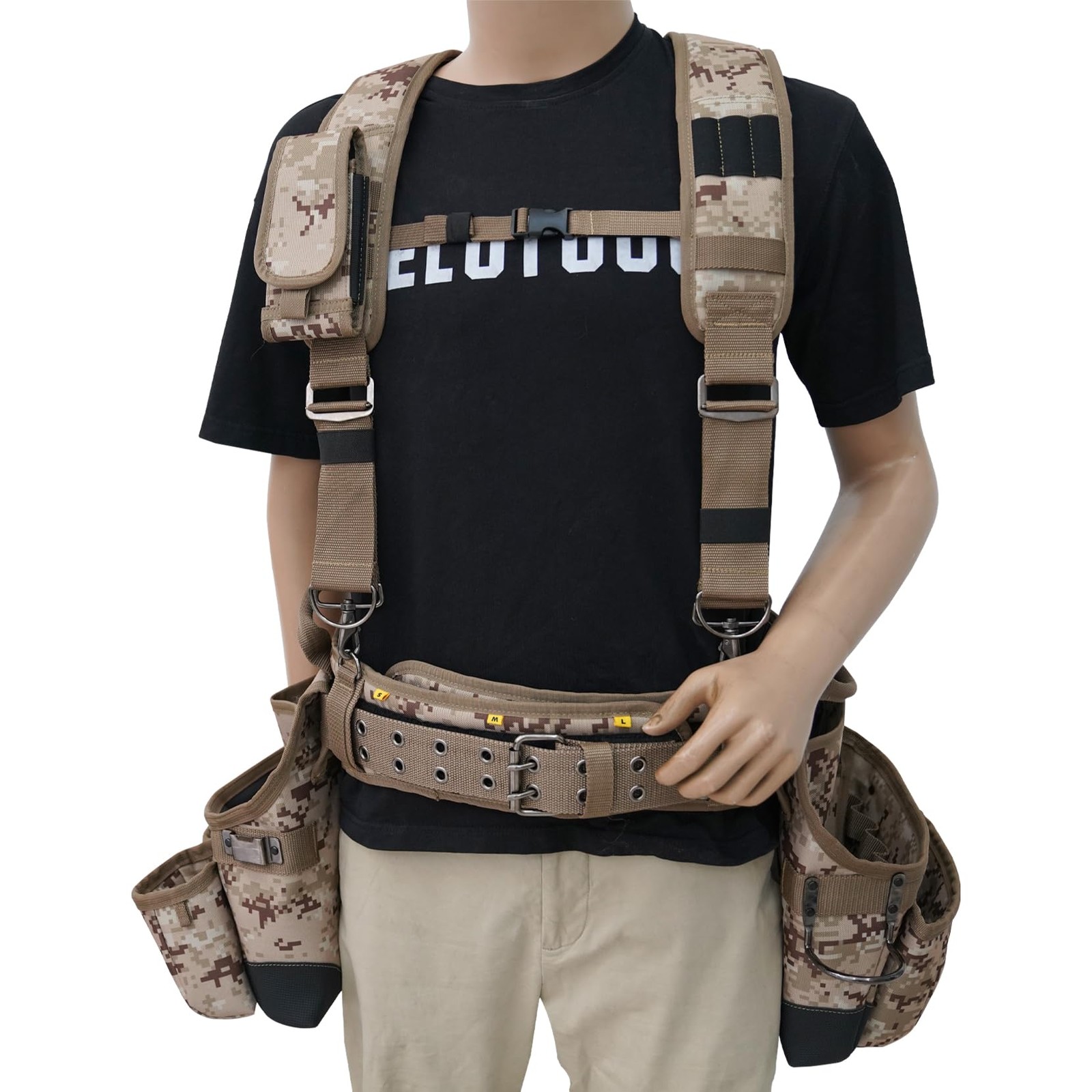 Tool Belt Camo With Suspenders Heavy Duty Carpenter TC02-Khaki Electric Pouch