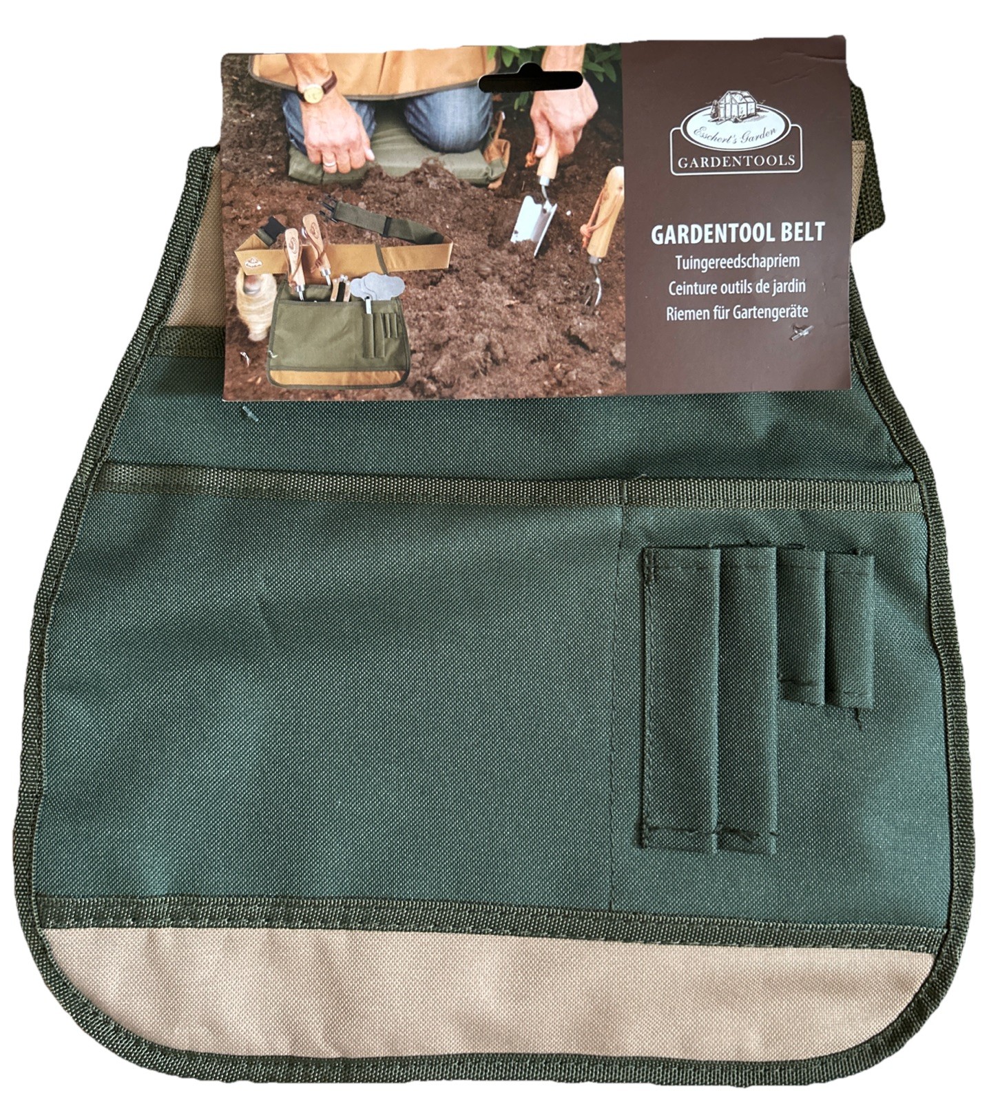 Esschert’s Garden Tools Gardentool Tool Belt Design Canvas Gardening Green Tan